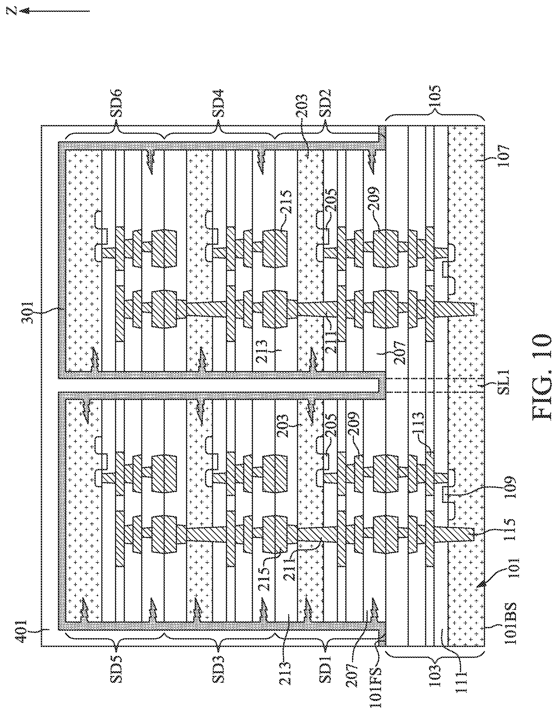 Patent US12100634 Figure 10 – Semiconductor device with re-fill layer