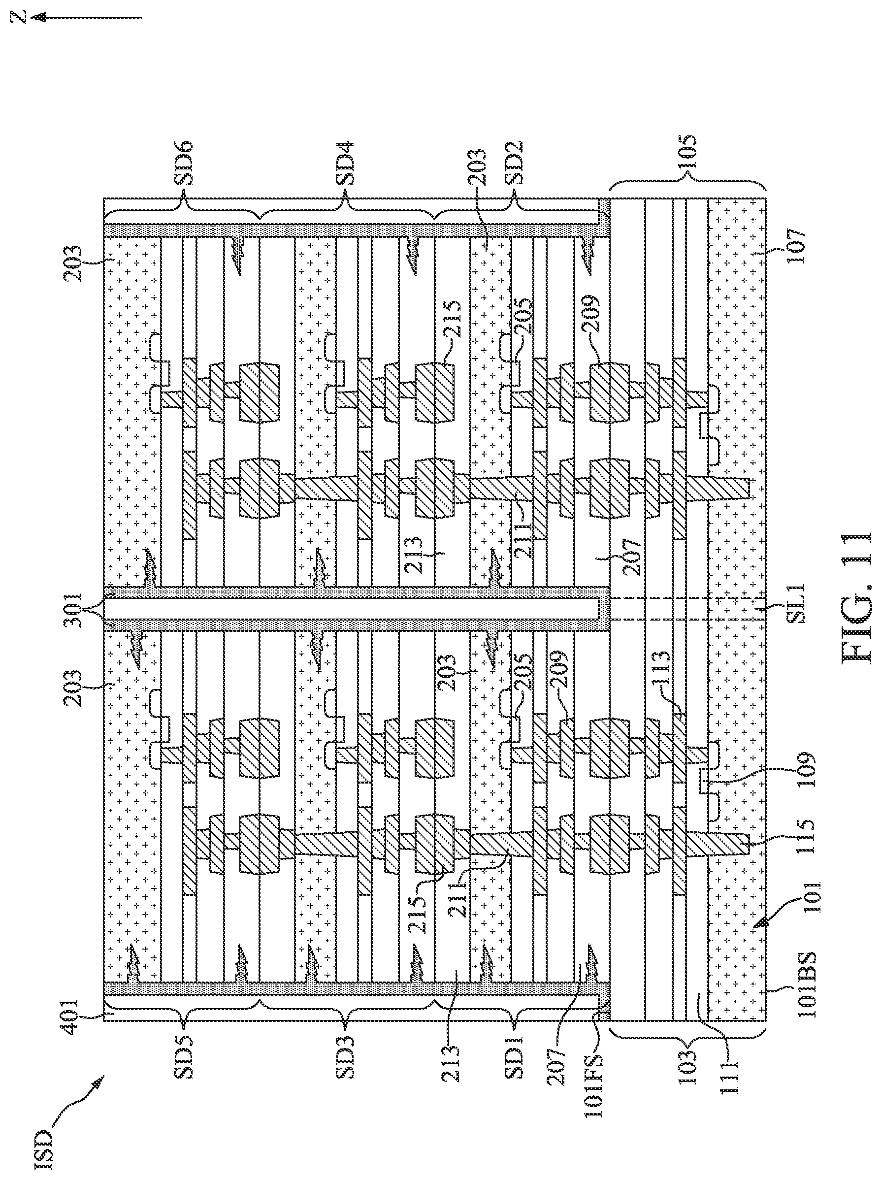 Patent US12100634 Figure 11 – Semiconductor device with re-fill layer