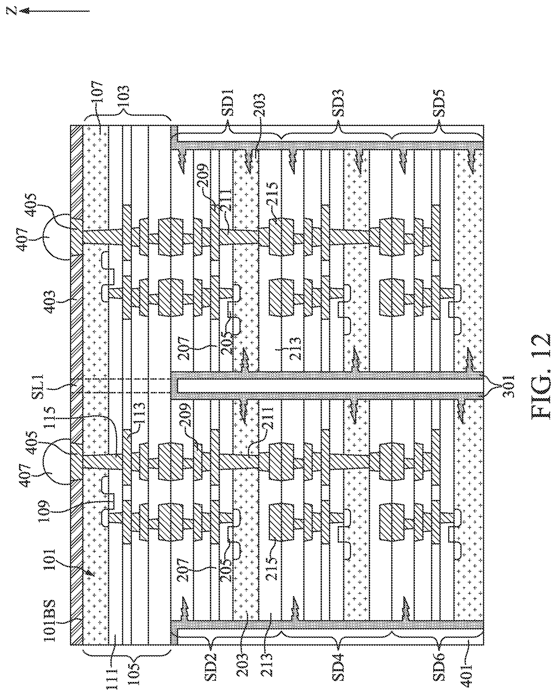 Patent US12100634 Figure 12 – Semiconductor device with re-fill layer