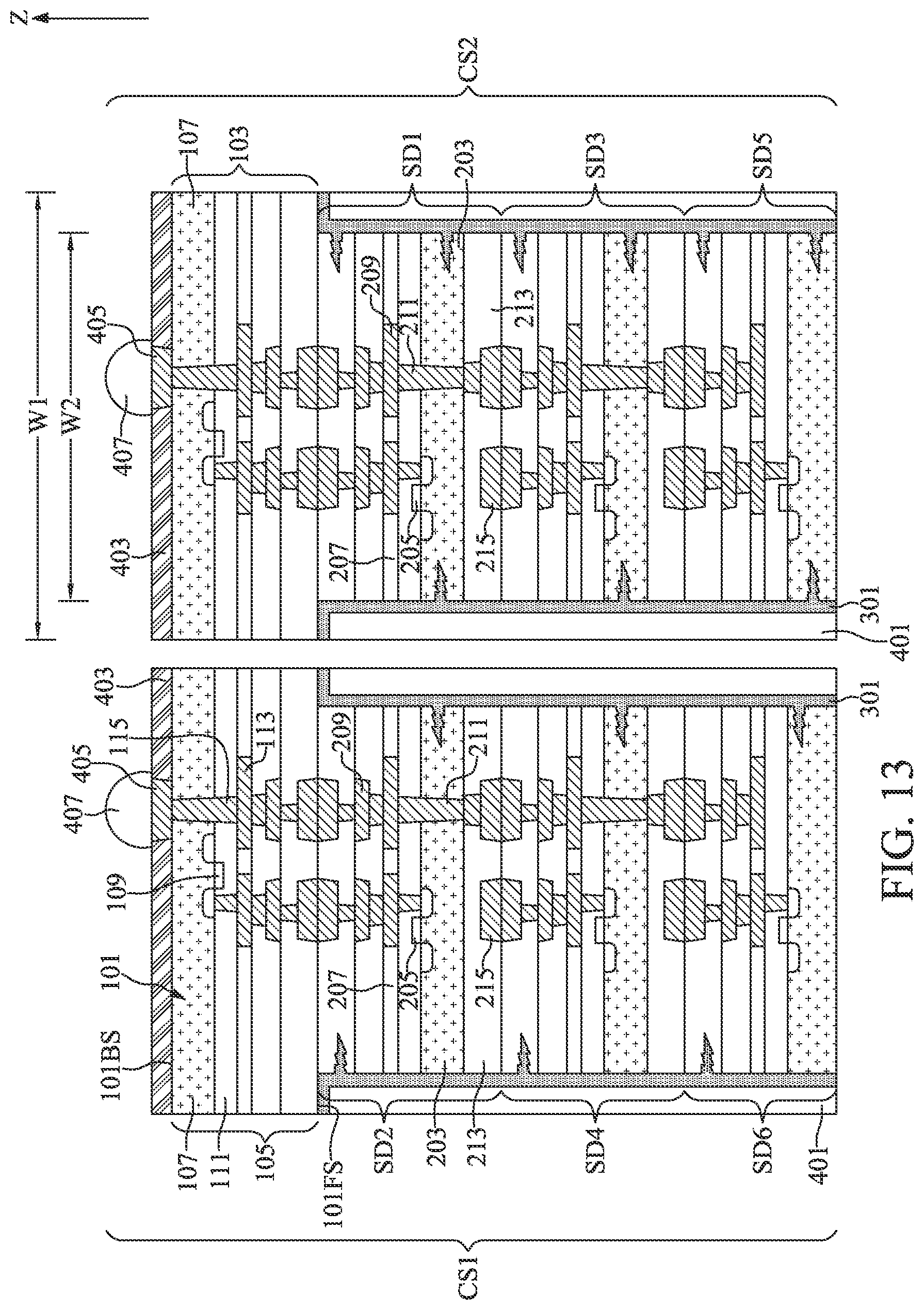 Patent US12100634 Figure 13 – Semiconductor device with re-fill layer