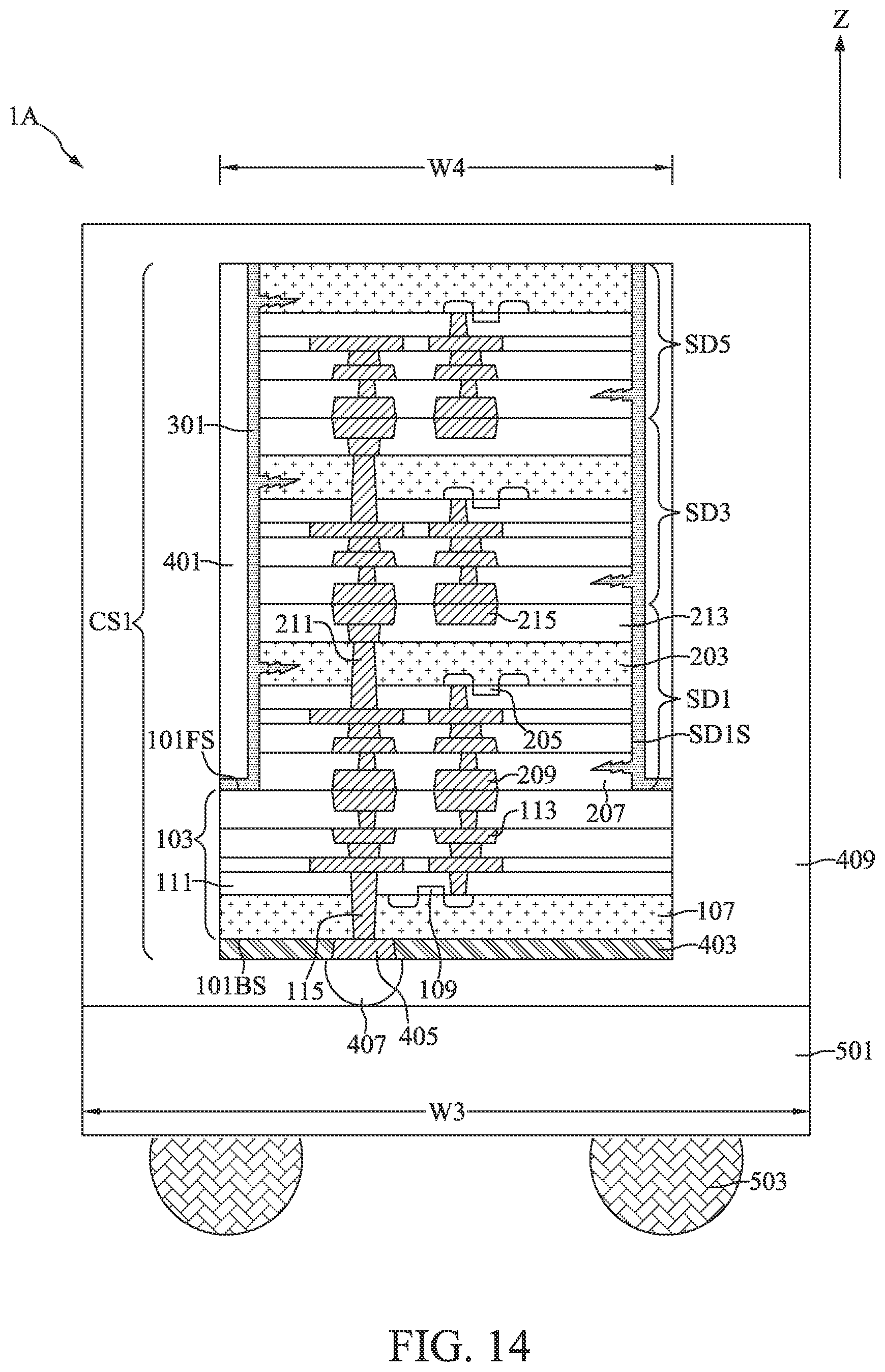 Patent US12100634 Figure 14 – Semiconductor device with re-fill layer