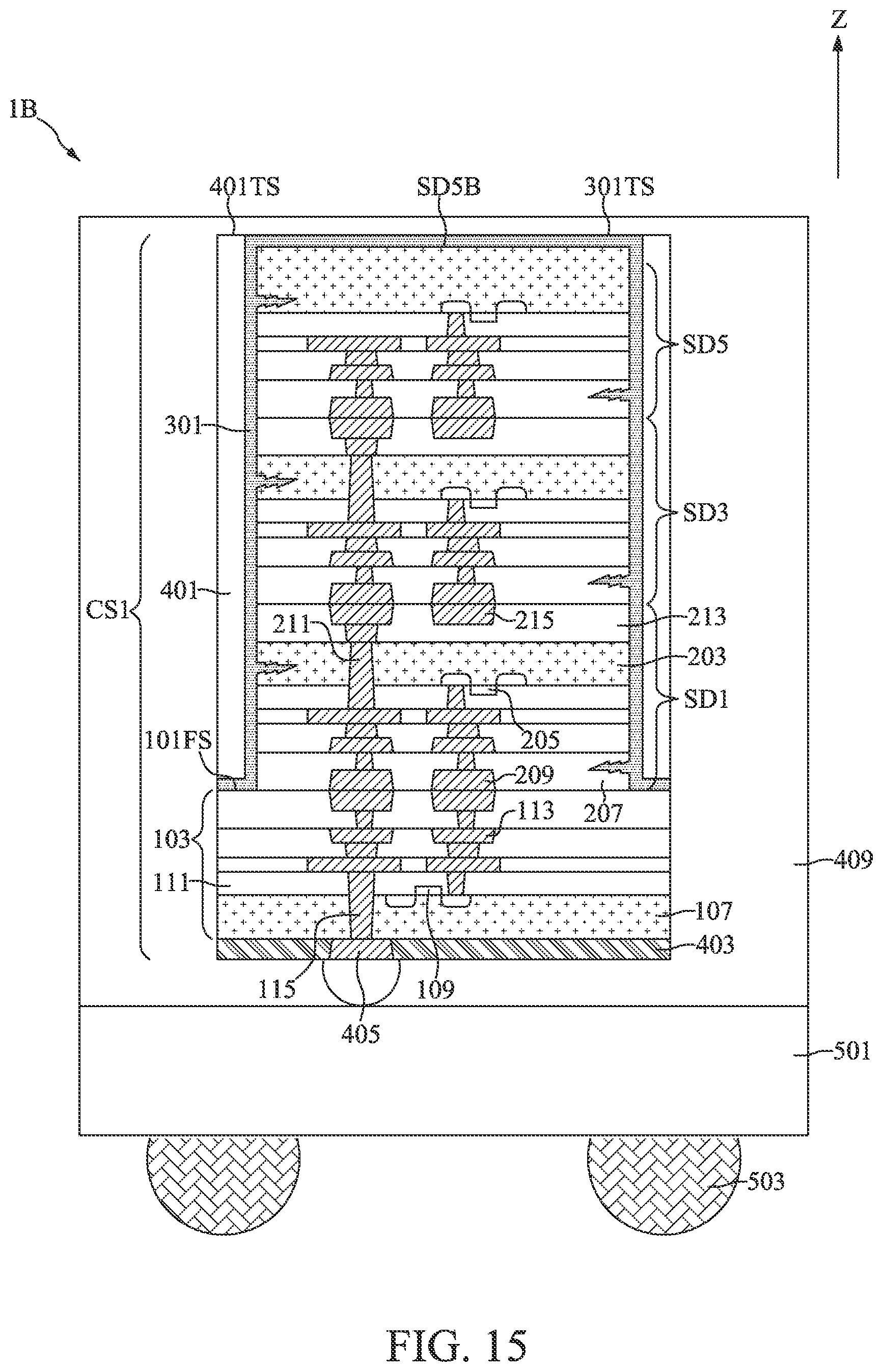 Patent US12100634 Figure 15 – Semiconductor device with re-fill layer