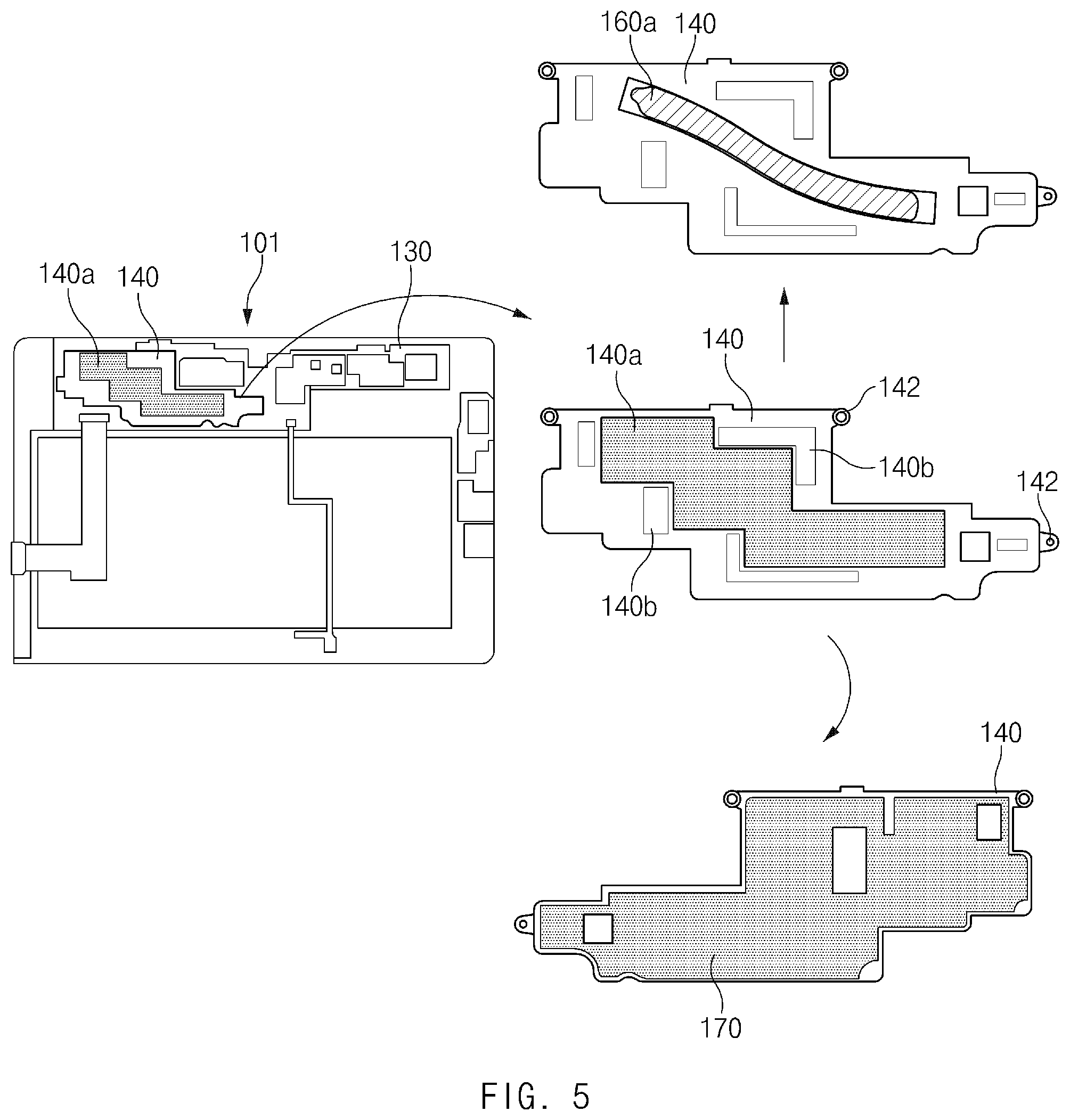 Patent US12100637 Figure 5 – Electronic device including cooling structure