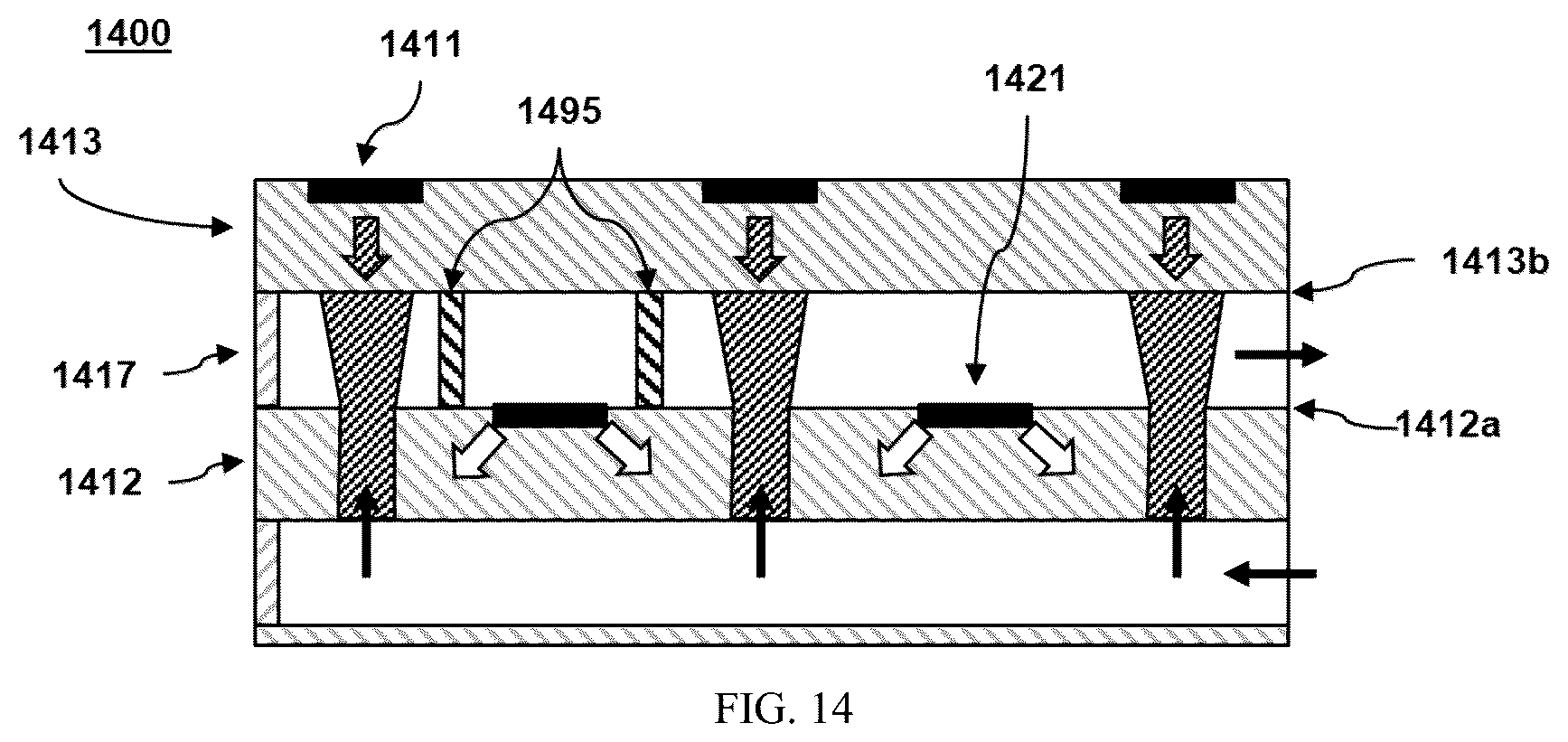 Patent US12100643 Figure 7 – Thermal management of electronics using co-located microjet nozzles and electronic elements