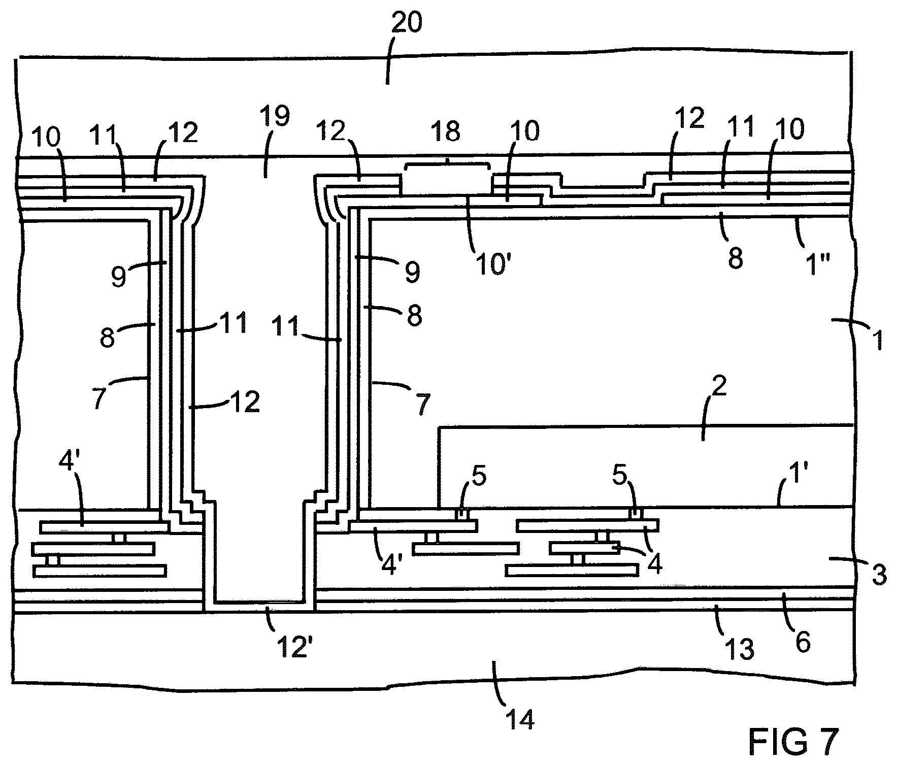 Patent US12100644 Figure 4 – Semiconductor device with through-substrate via and method of manufacturing a semiconductor device with through-substrate via