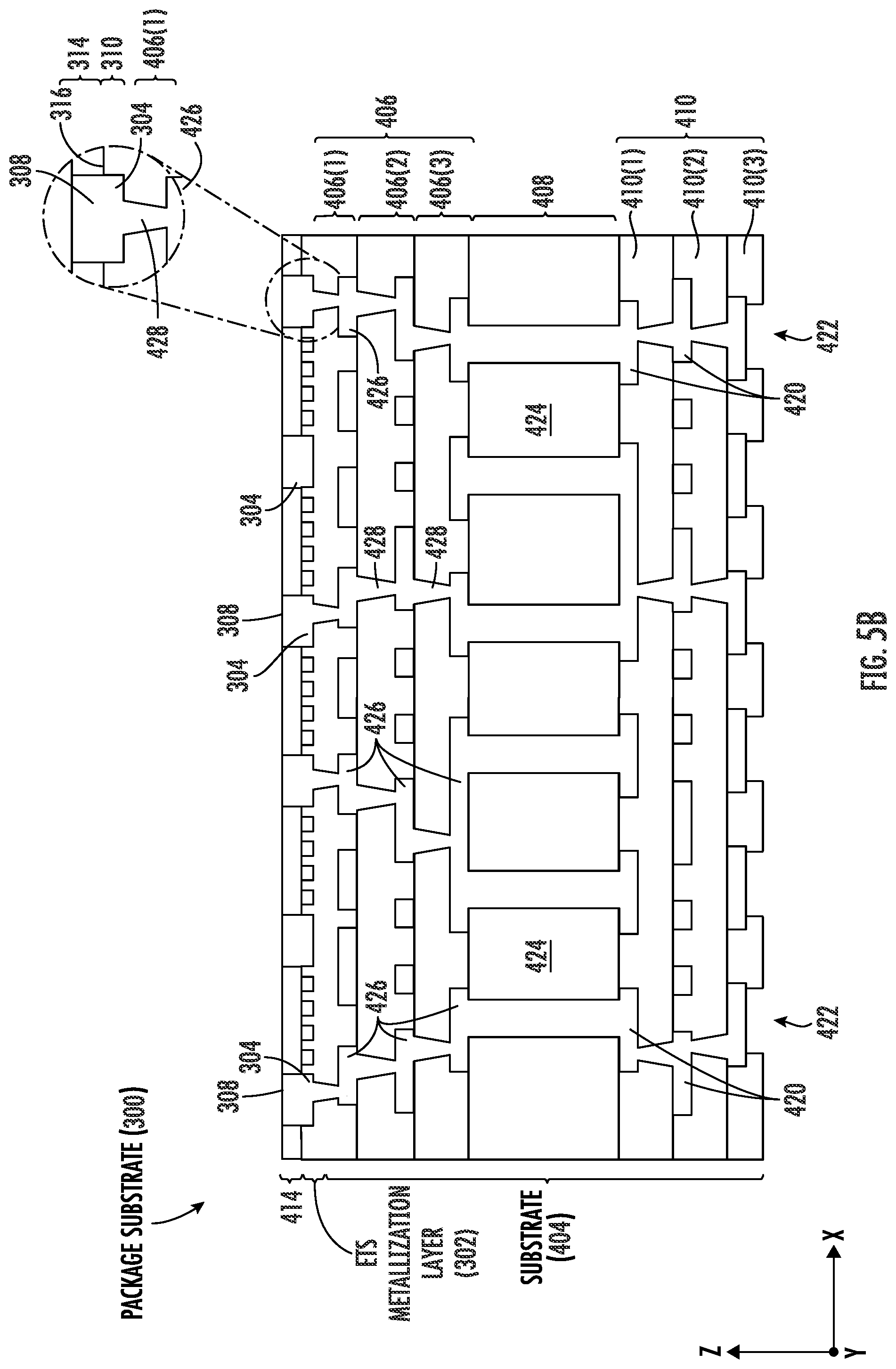 Patent US12100645 Figure 7 – Integrated circuit (IC) package employing added metal for embedded metal traces in ETS-based substrate for reduced signal path impedance, and related fabrication methods