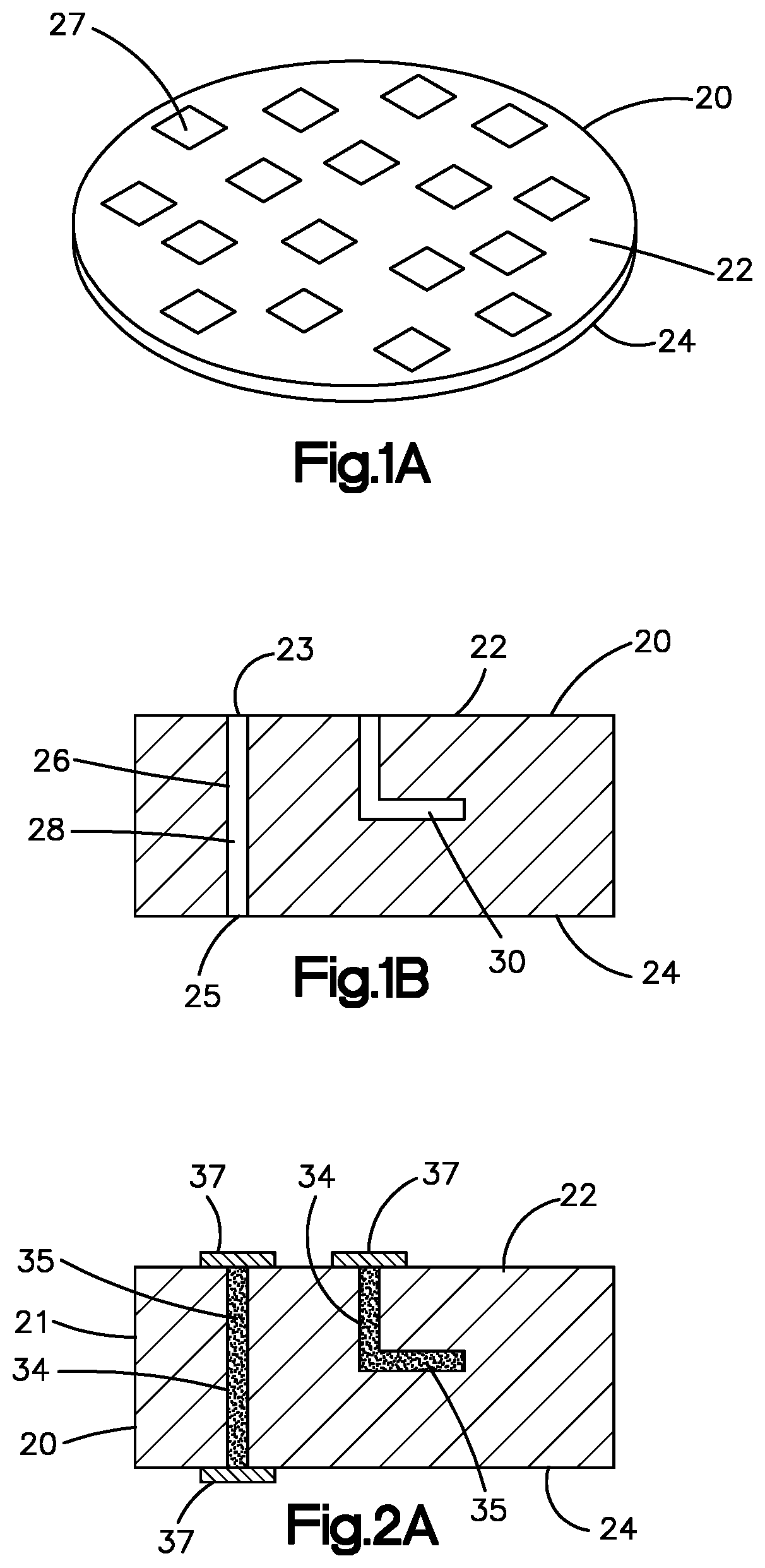 Patent US12100647 Figure 1 – Electrically conductive vias and methods for producing same