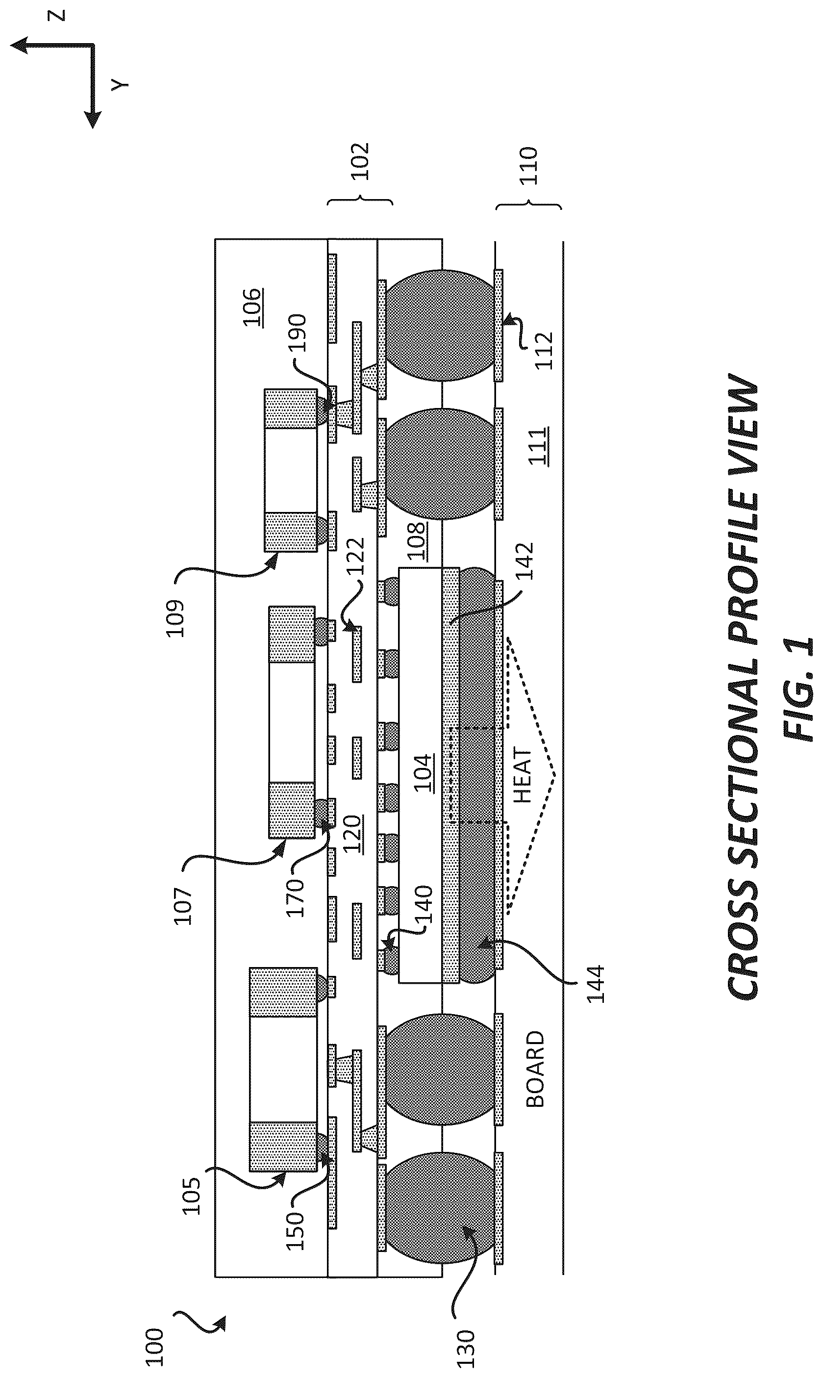 Patent US12100649 Figure 1 – Package comprising an integrated device with a back side metal layer