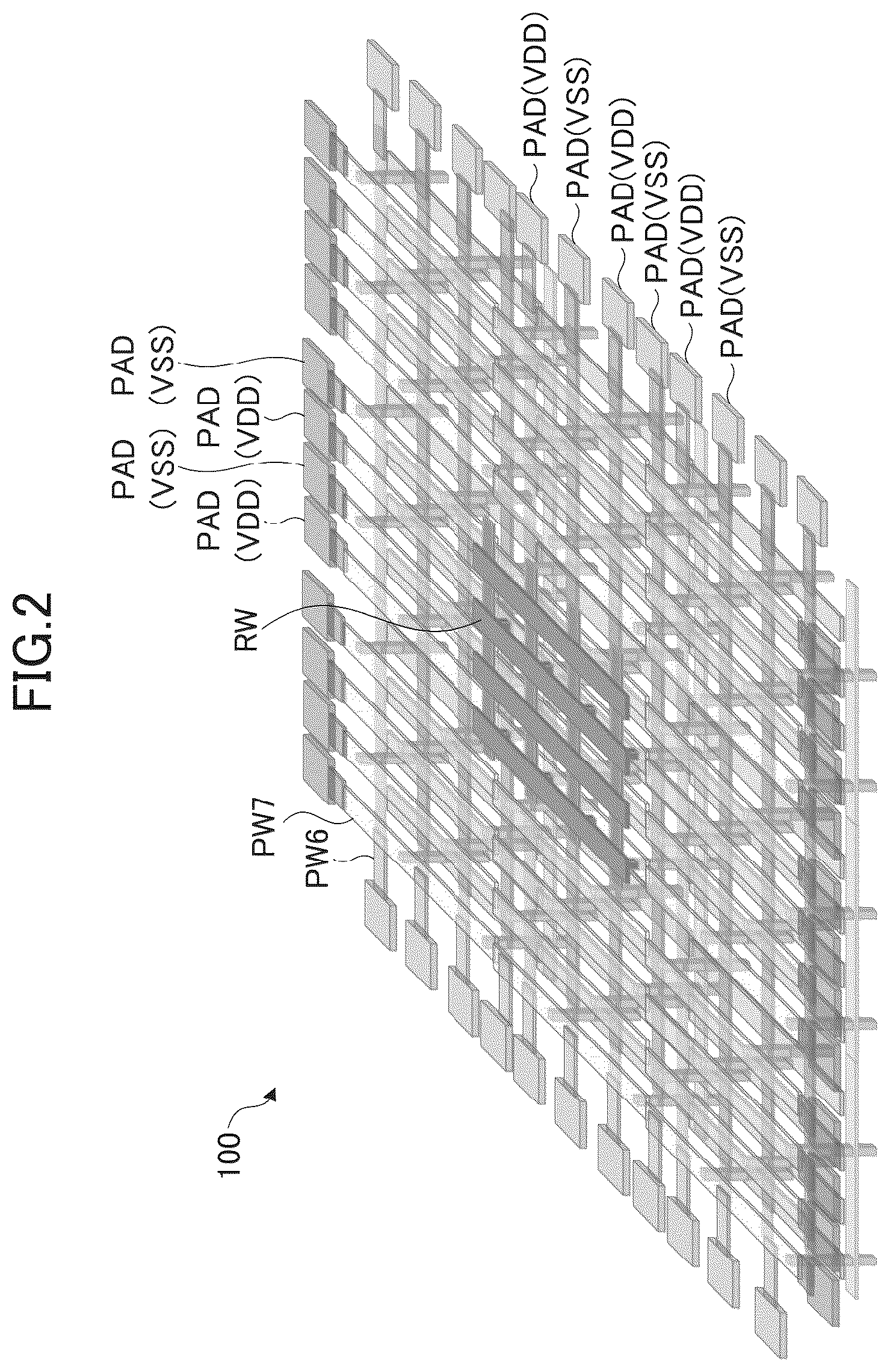 Patent US12100659 Figure 2 – Power supply conductive trace structure of semiconductor device and power supply conductive trace layout method of semiconductor device