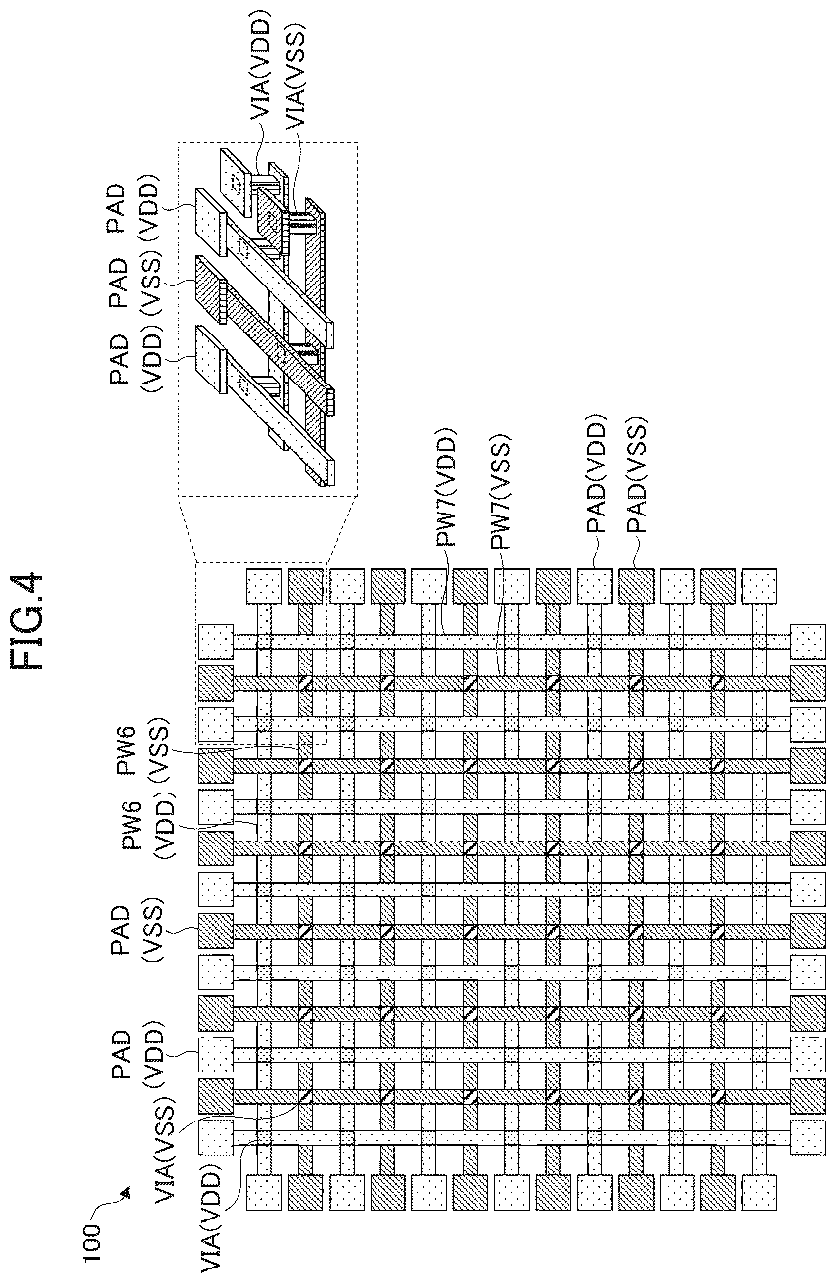 Patent US12100659 Figure 4 – Power supply conductive trace structure of semiconductor device and power supply conductive trace layout method of semiconductor device