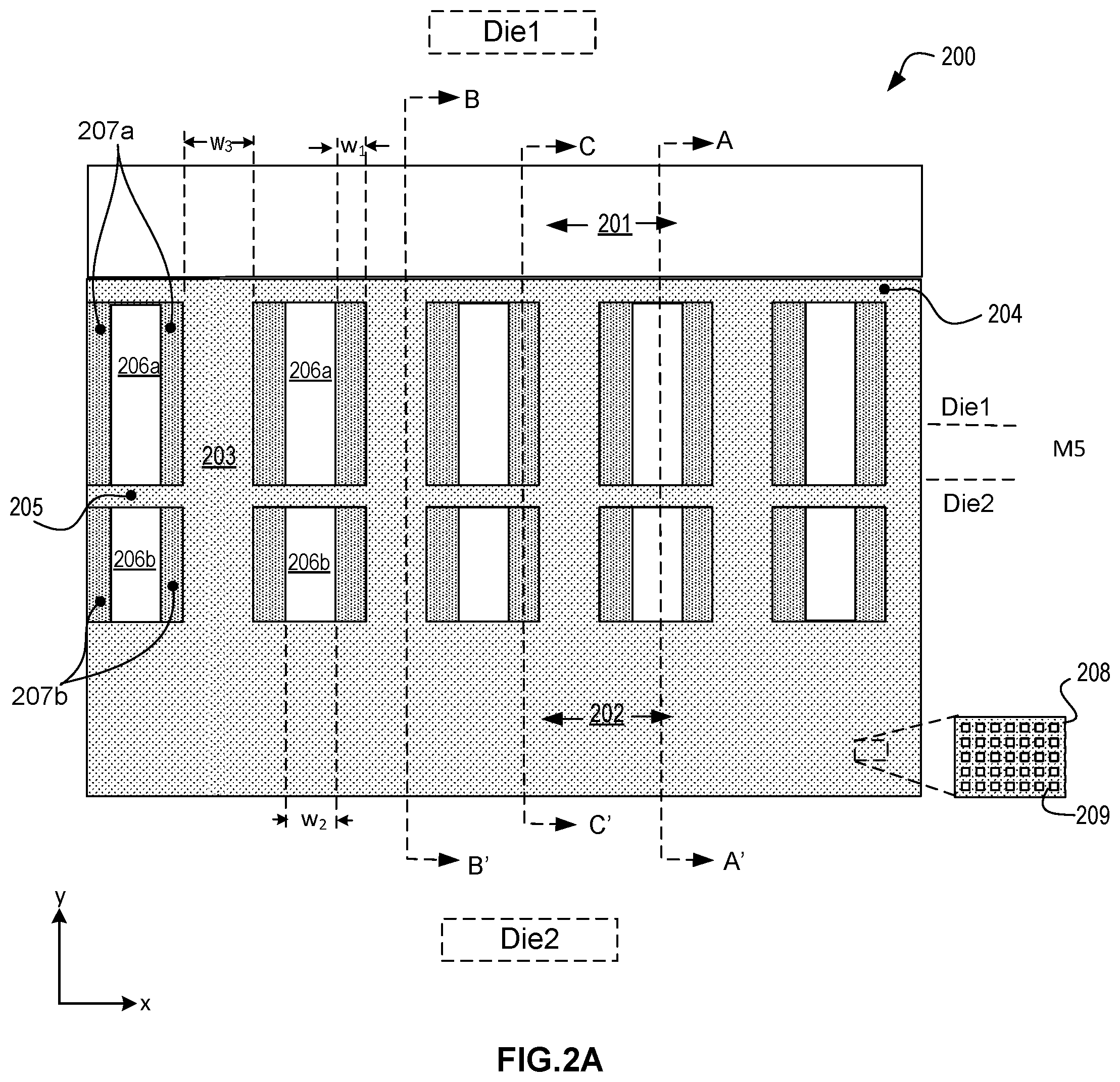 Patent US12100662 Figure 2 – Power-forwarding bridge for inter-chip data signal transfer