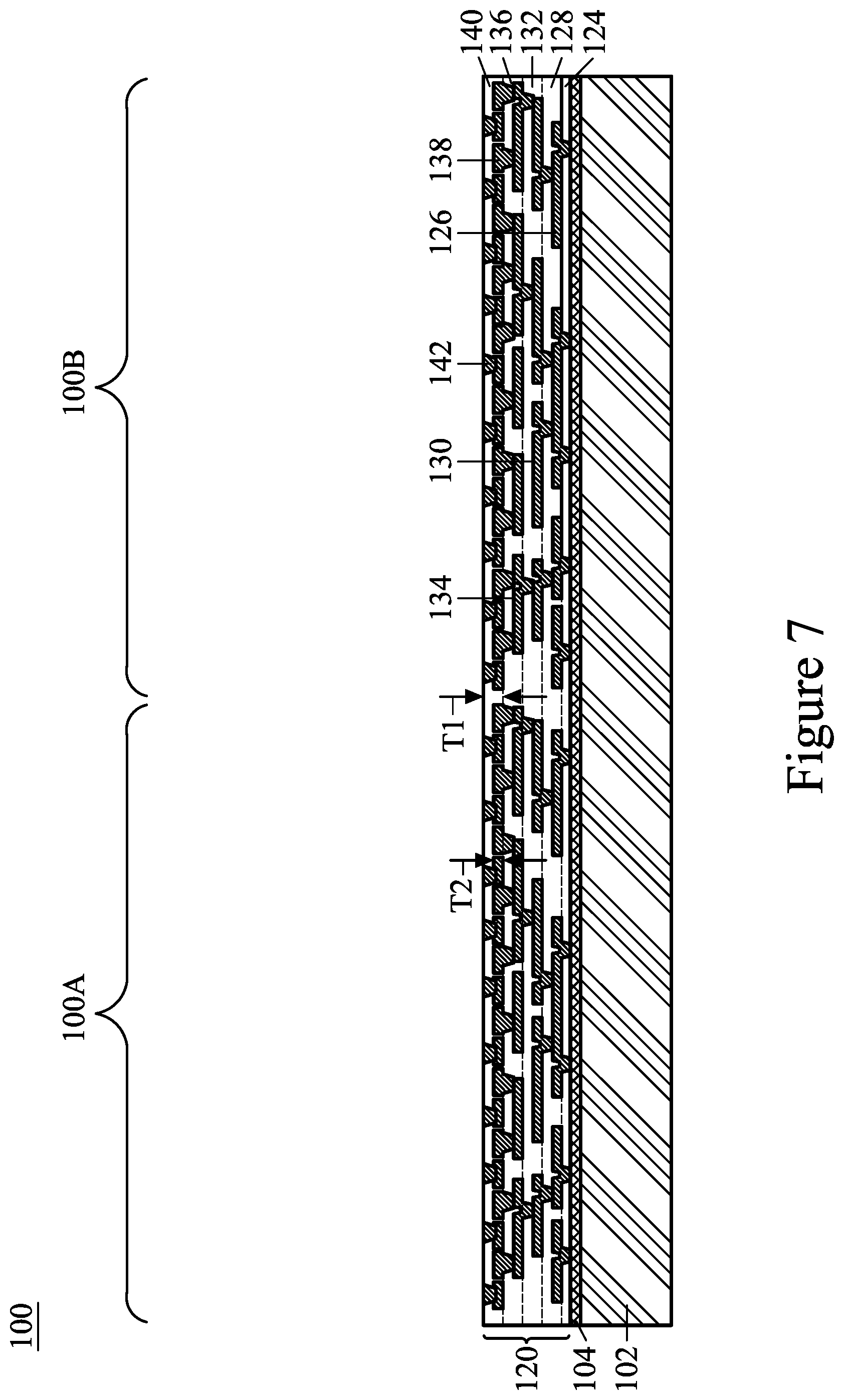 Patent US12100664 Figure 7 – Semiconductor device with curved conductive lines and method of forming the same