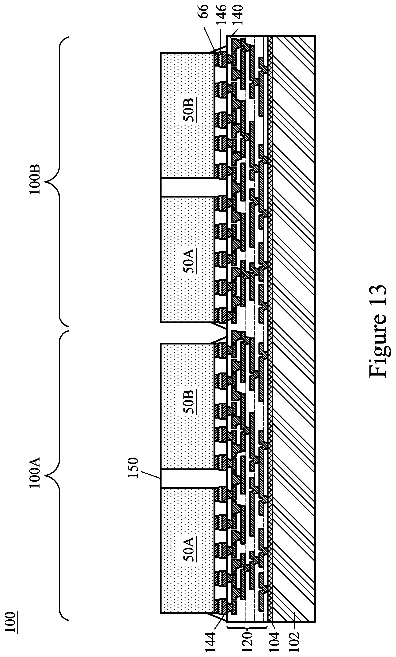 Patent US12100664 Figure 14 – Semiconductor device with curved conductive lines and method of forming the same