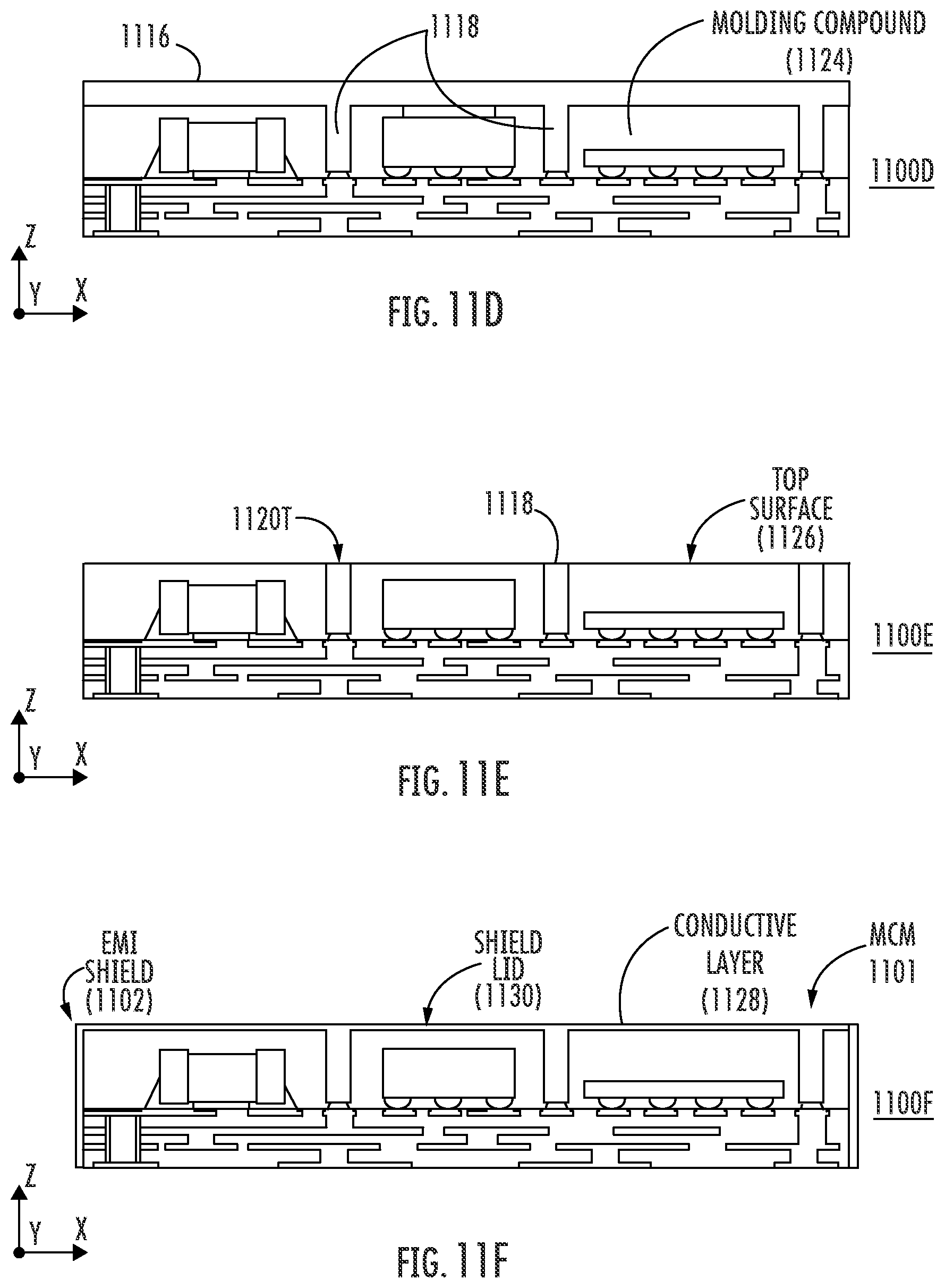 Patent US12100669 Figure 14 – Multi-component modules (MCMs) including configurable electromagnetic isolation (EMI) shield structures and related methods
