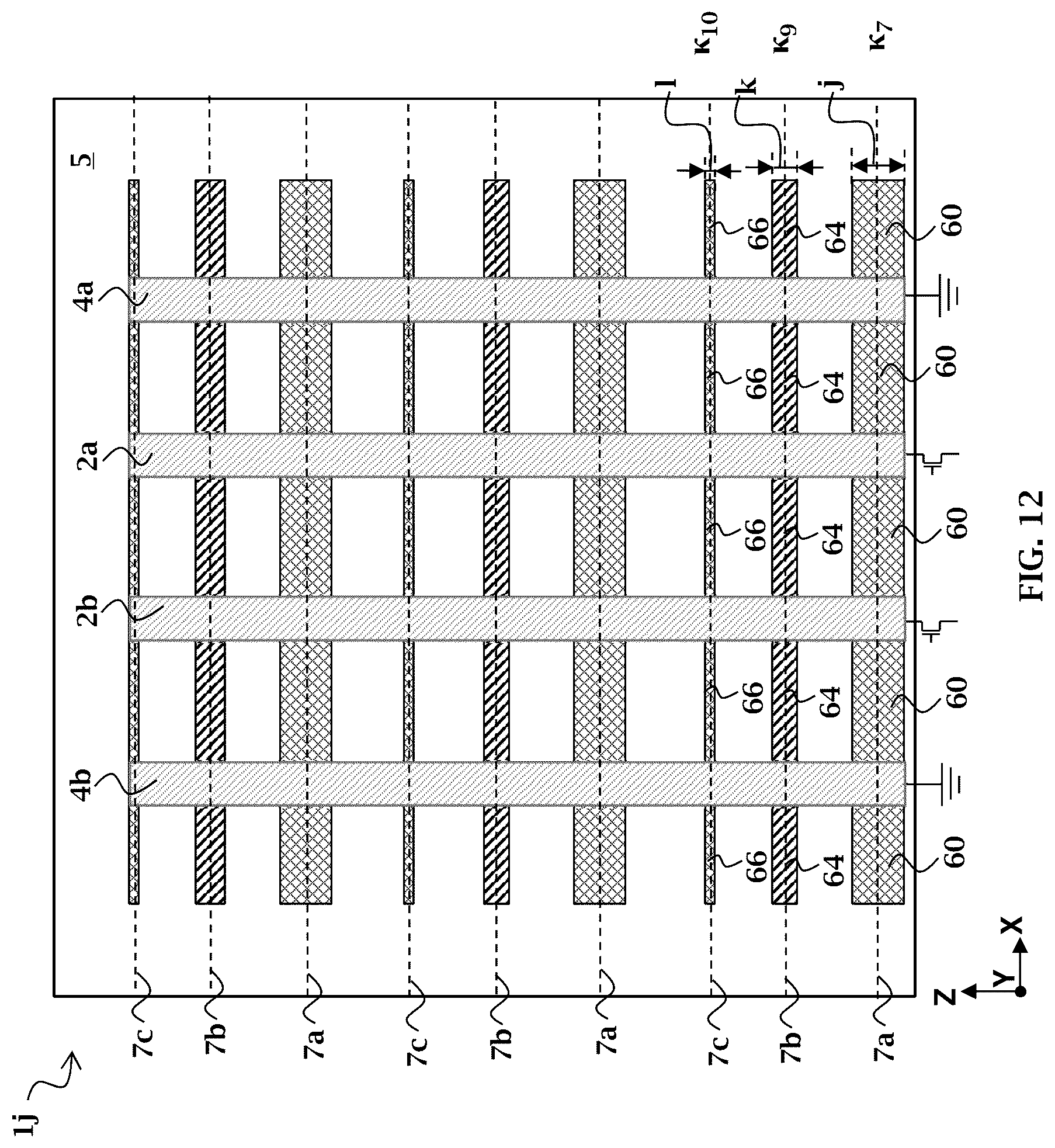 Patent US12100675 Figure 12 – Transmission line structures for three-dimensional integrated circuit and the methods thereof
