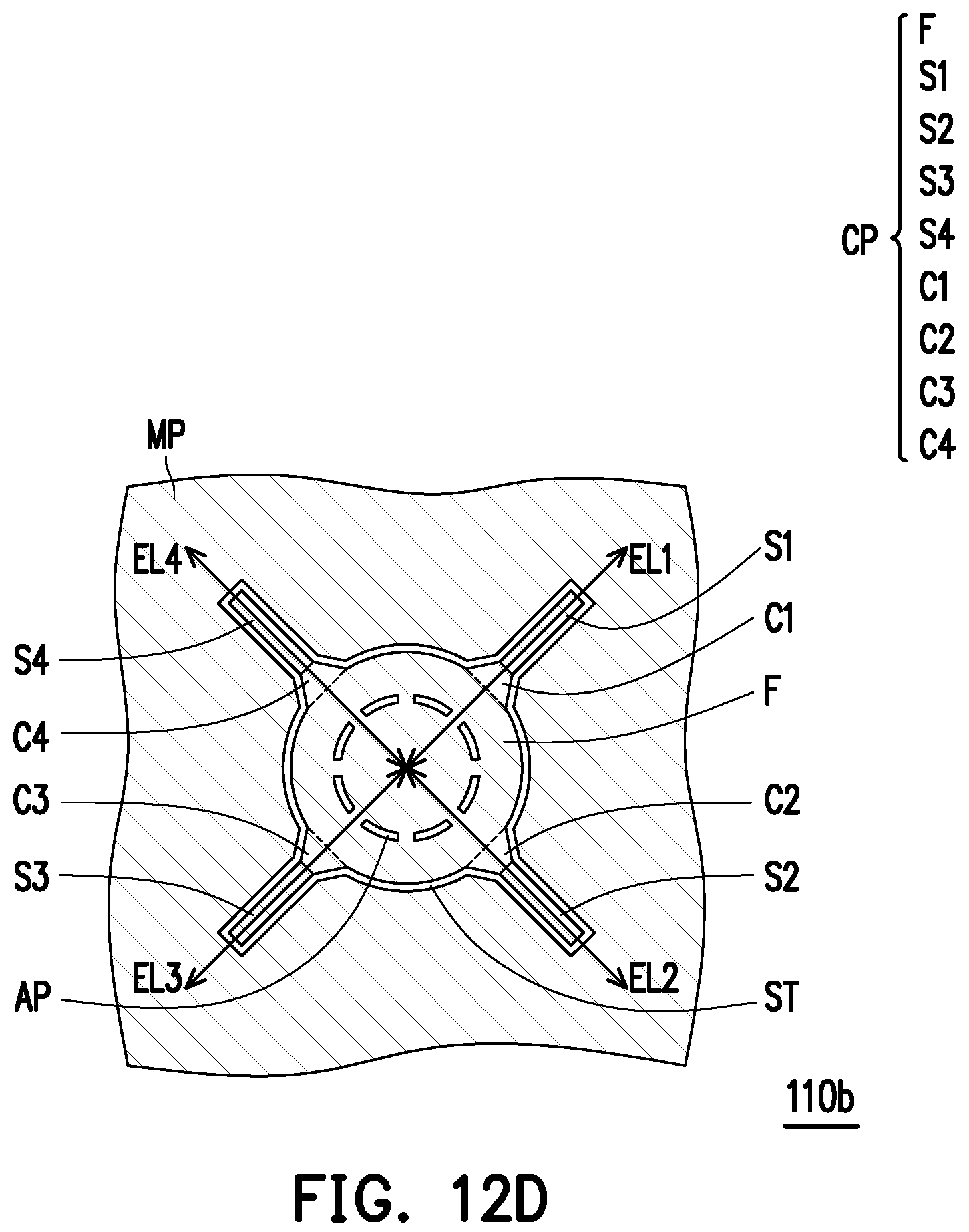 Patent US12100682 Figure 13 – Package structure with conductive patterns in a redistribution layer