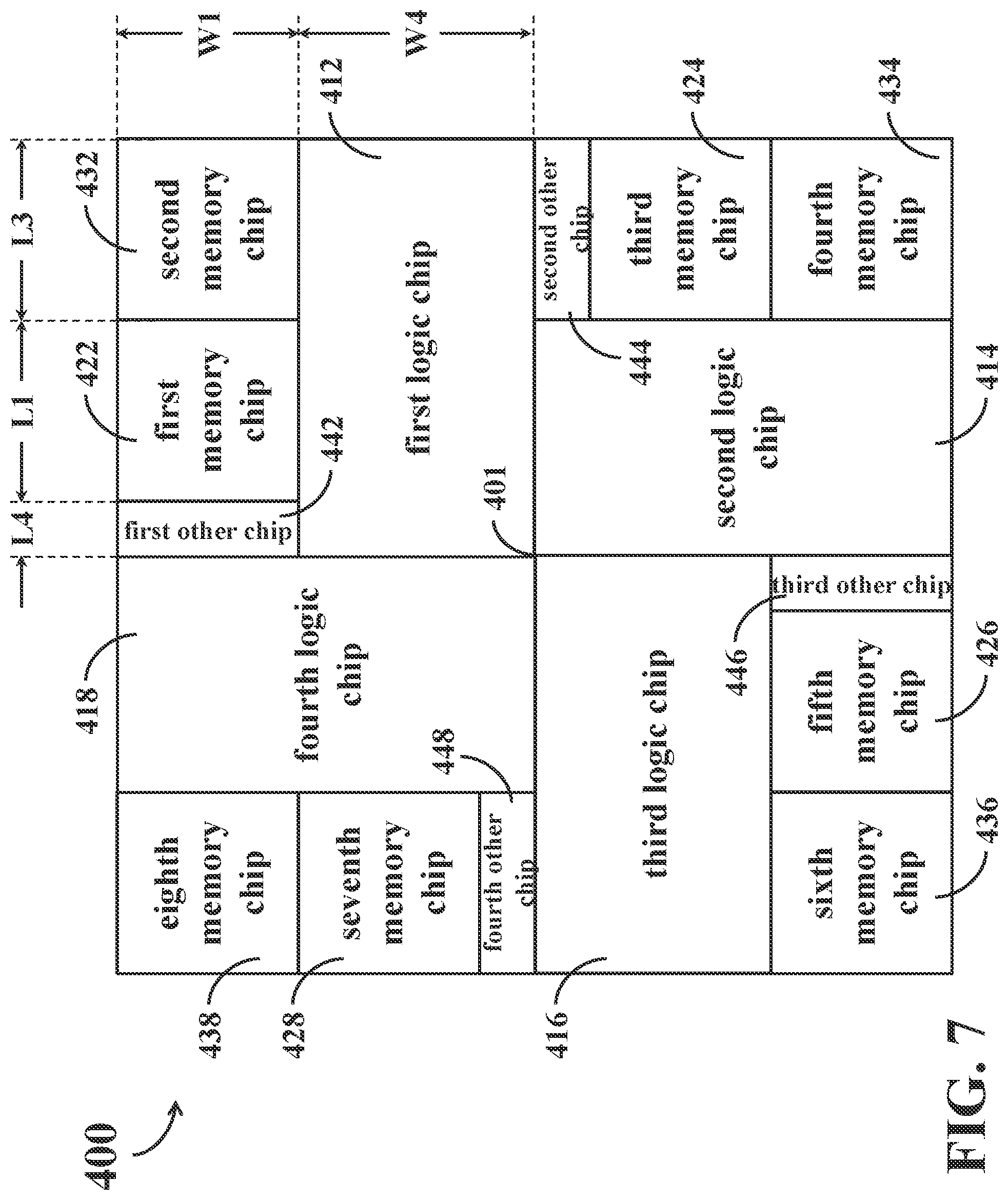 Patent US12100687 Figure 7 – Integrated circuit product and chip floorplan arrangement thereof