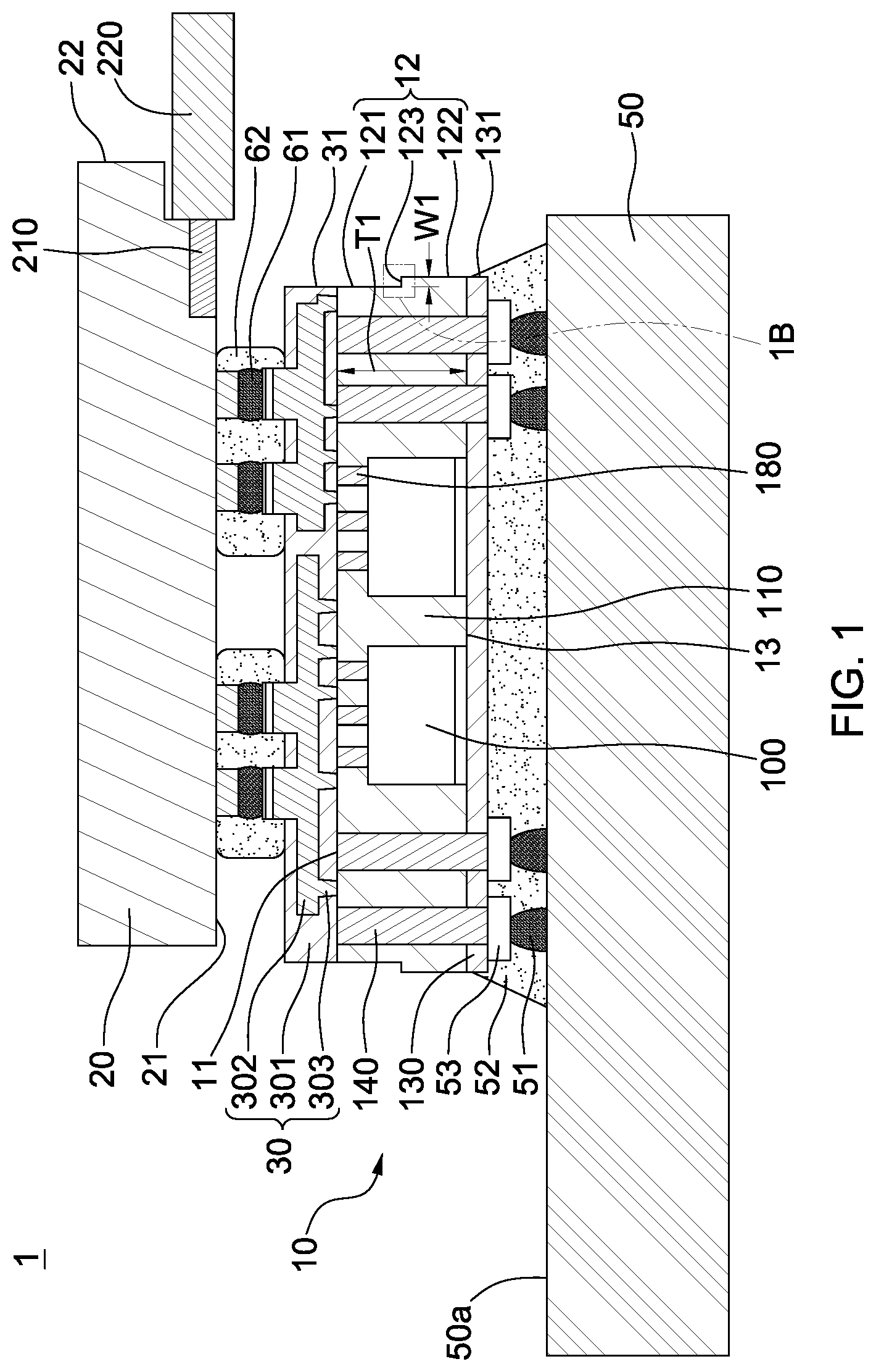 Patent US12100697 Figure 1 – Semiconductor package structure
