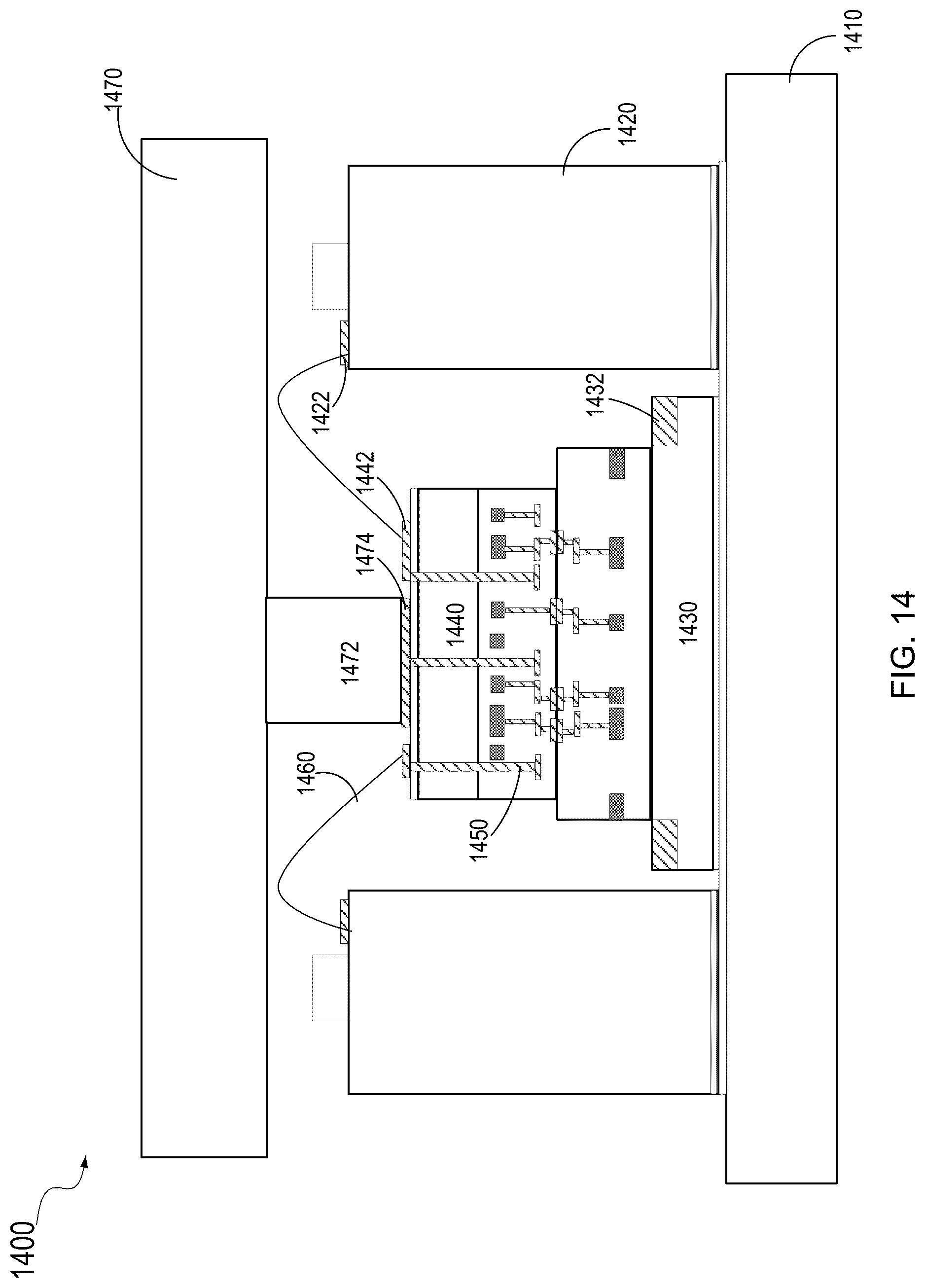 Patent US12100701 Figure 14 – Hybrid system including photonic and electronic integrated circuits and cooling plate