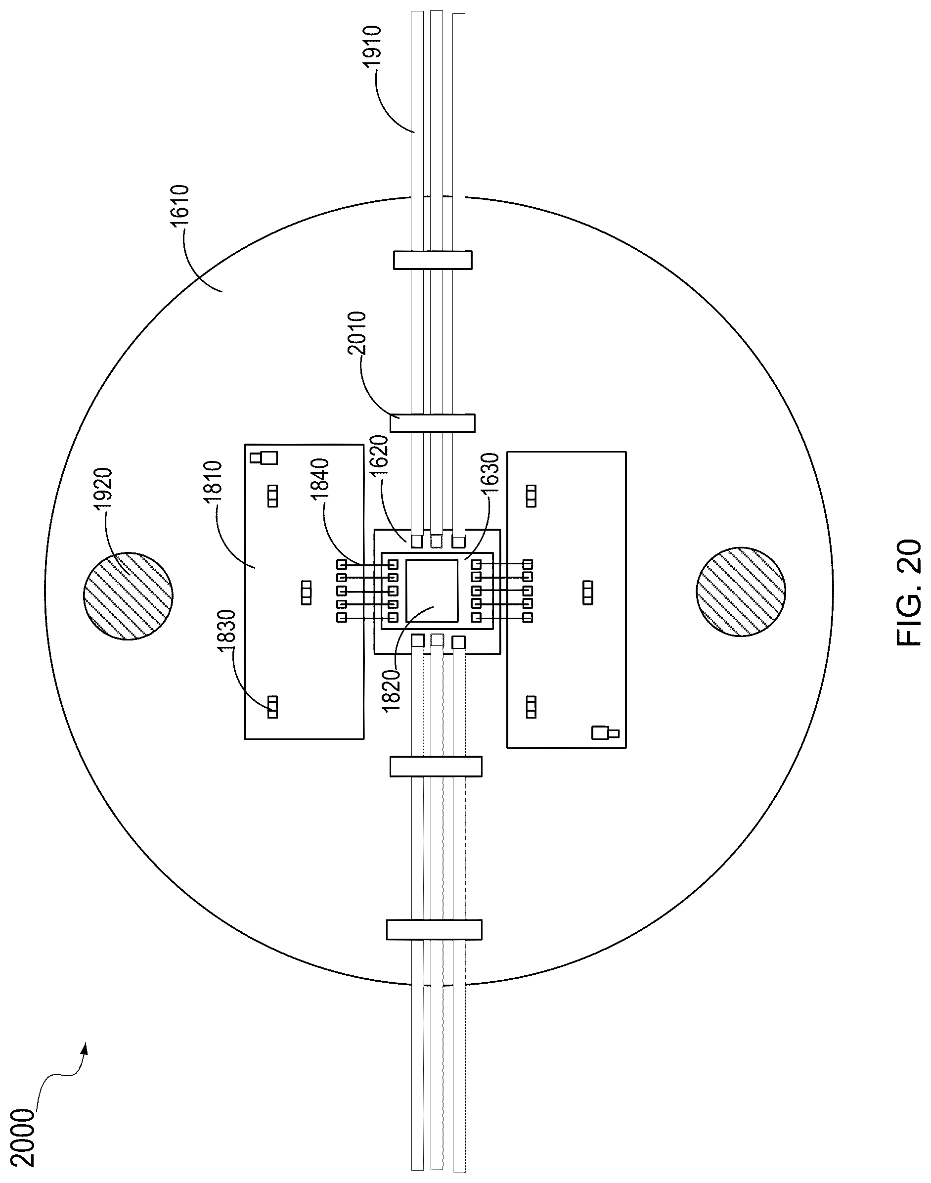 Patent US12100701 Figure 20 – Hybrid system including photonic and electronic integrated circuits and cooling plate
