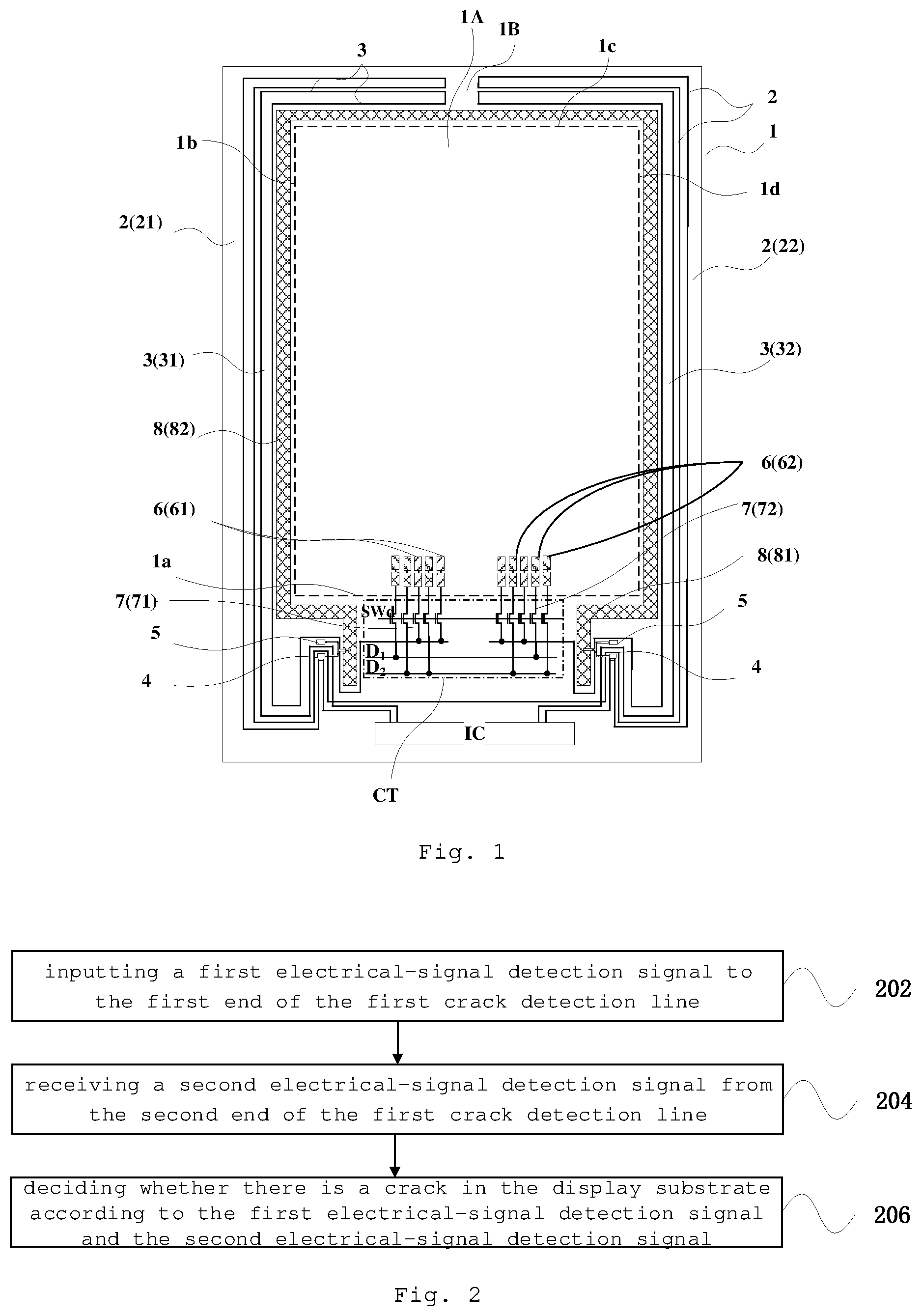 Patent US12100704 Figure 1 – Display substrate, crack detection method thereof and display device