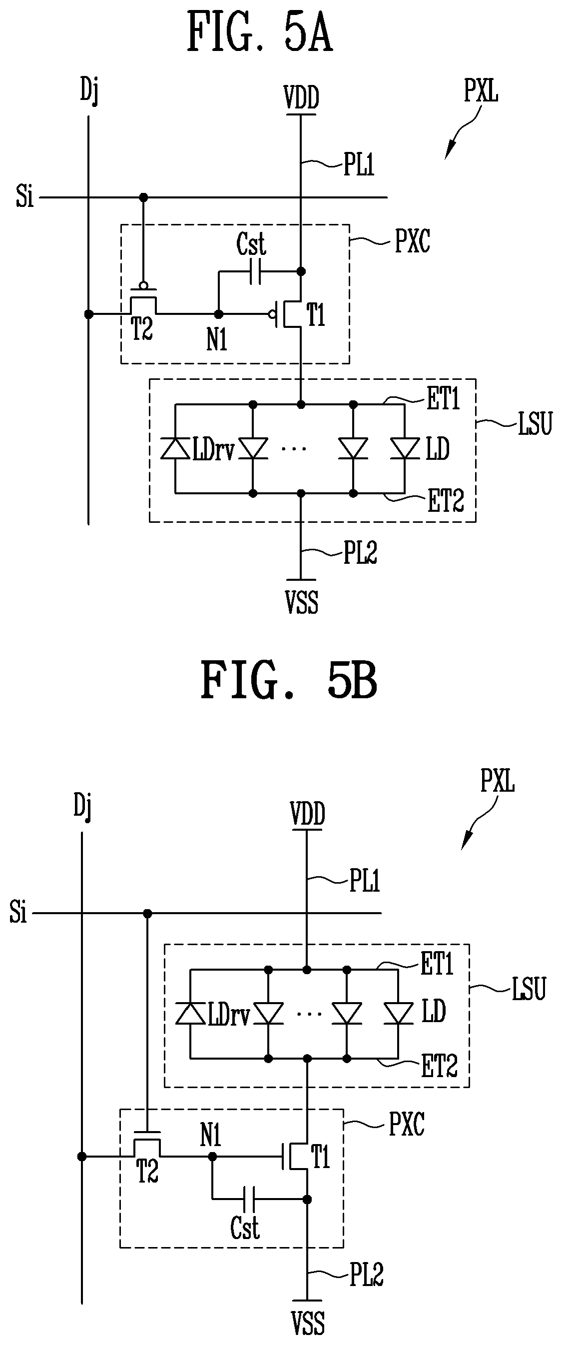 Patent US12100710 Figure 5 – Pixel in a display area having a plurality of repair patterns/circuit overlapping between a pair of plurality of electrodes including a first electrode and a second electrode that are spaced apart from each other and an intermediate electrode arranged between the first electrode and the second electrode, and display device comprising the pixel