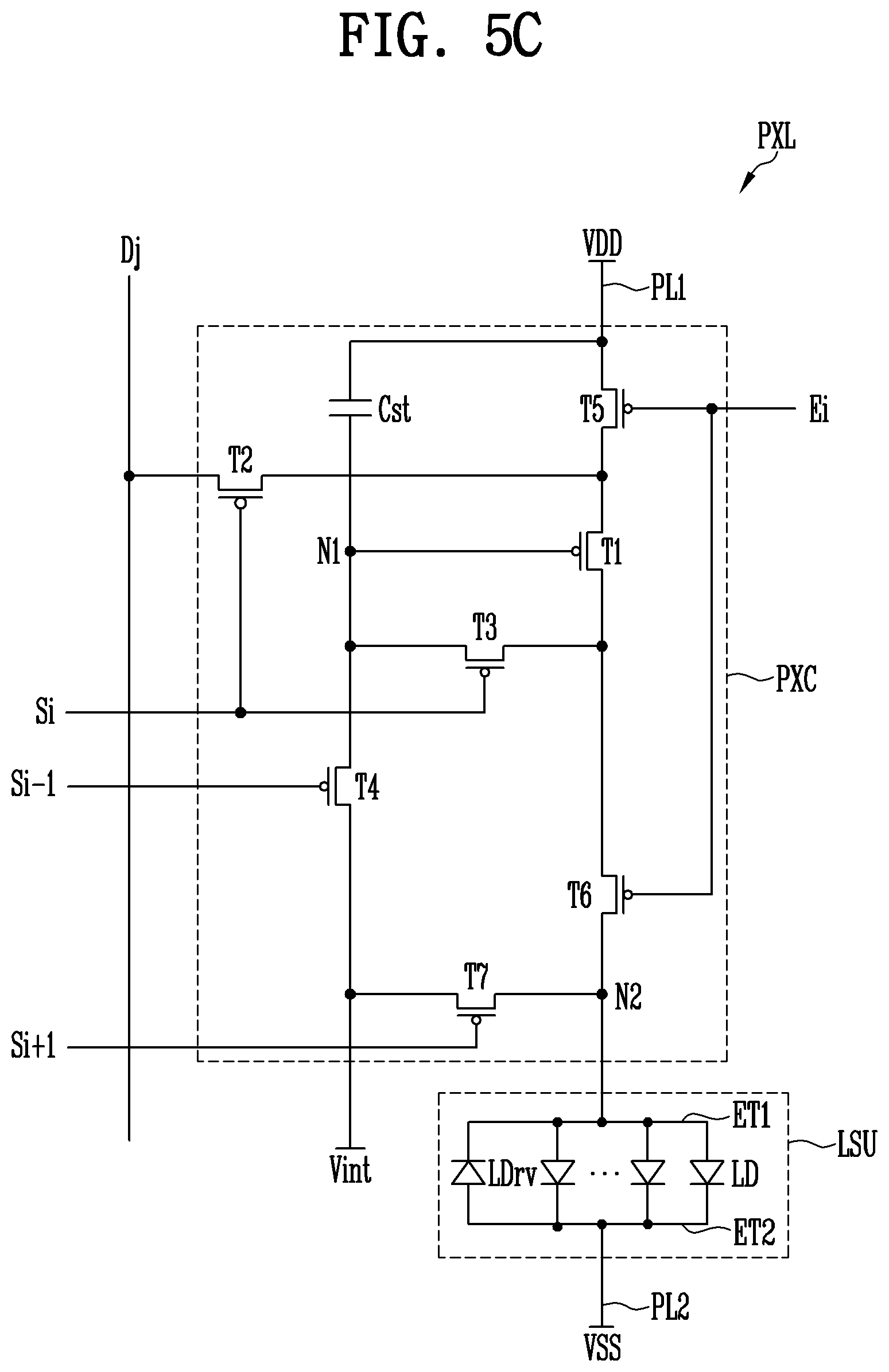 Patent US12100710 Figure 6 – Pixel in a display area having a plurality of repair patterns/circuit overlapping between a pair of plurality of electrodes including a first electrode and a second electrode that are spaced apart from each other and an intermediate electrode arranged between the first electrode and the second electrode, and display device comprising the pixel