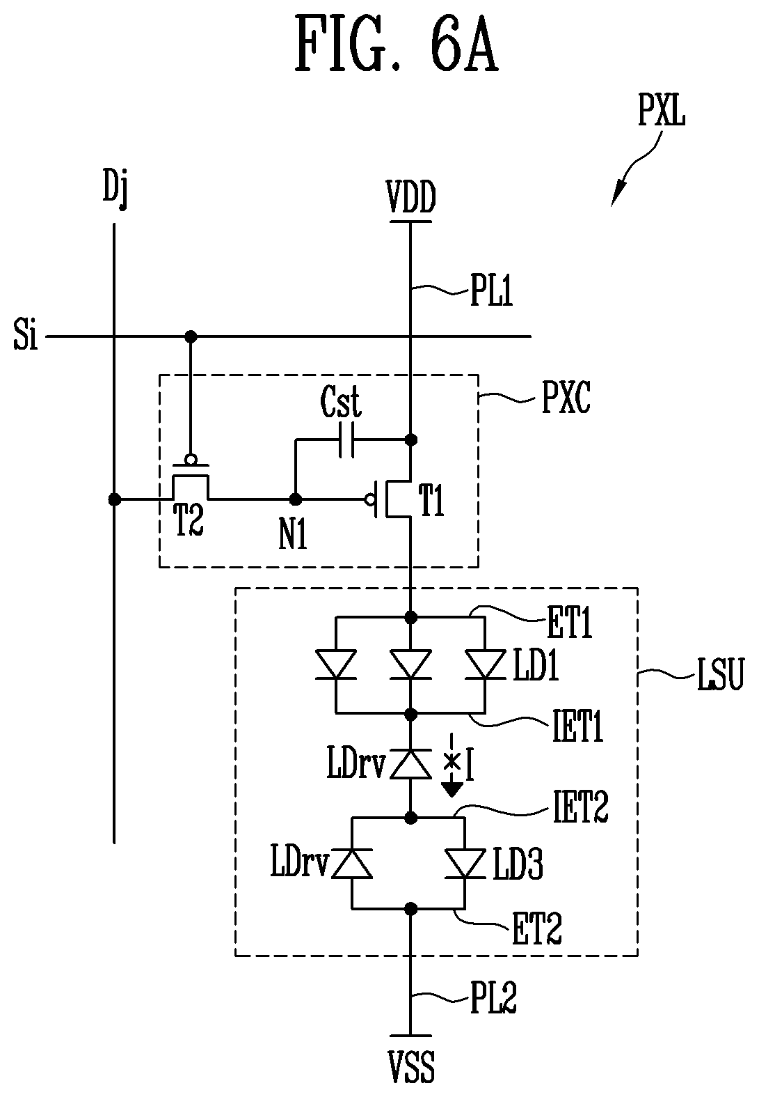 Patent US12100710 Figure 10 – Pixel in a display area having a plurality of repair patterns/circuit overlapping between a pair of plurality of electrodes including a first electrode and a second electrode that are spaced apart from each other and an intermediate electrode arranged between the first electrode and the second electrode, and display device comprising the pixel