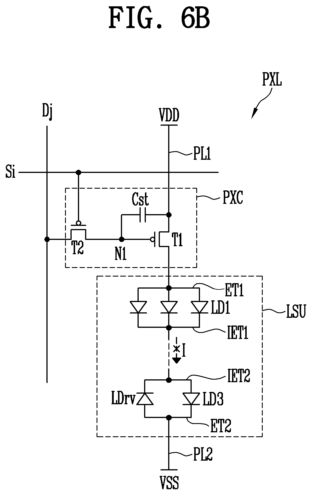 Patent US12100710 Figure 11 – Pixel in a display area having a plurality of repair patterns/circuit overlapping between a pair of plurality of electrodes including a first electrode and a second electrode that are spaced apart from each other and an intermediate electrode arranged between the first electrode and the second electrode, and display device comprising the pixel