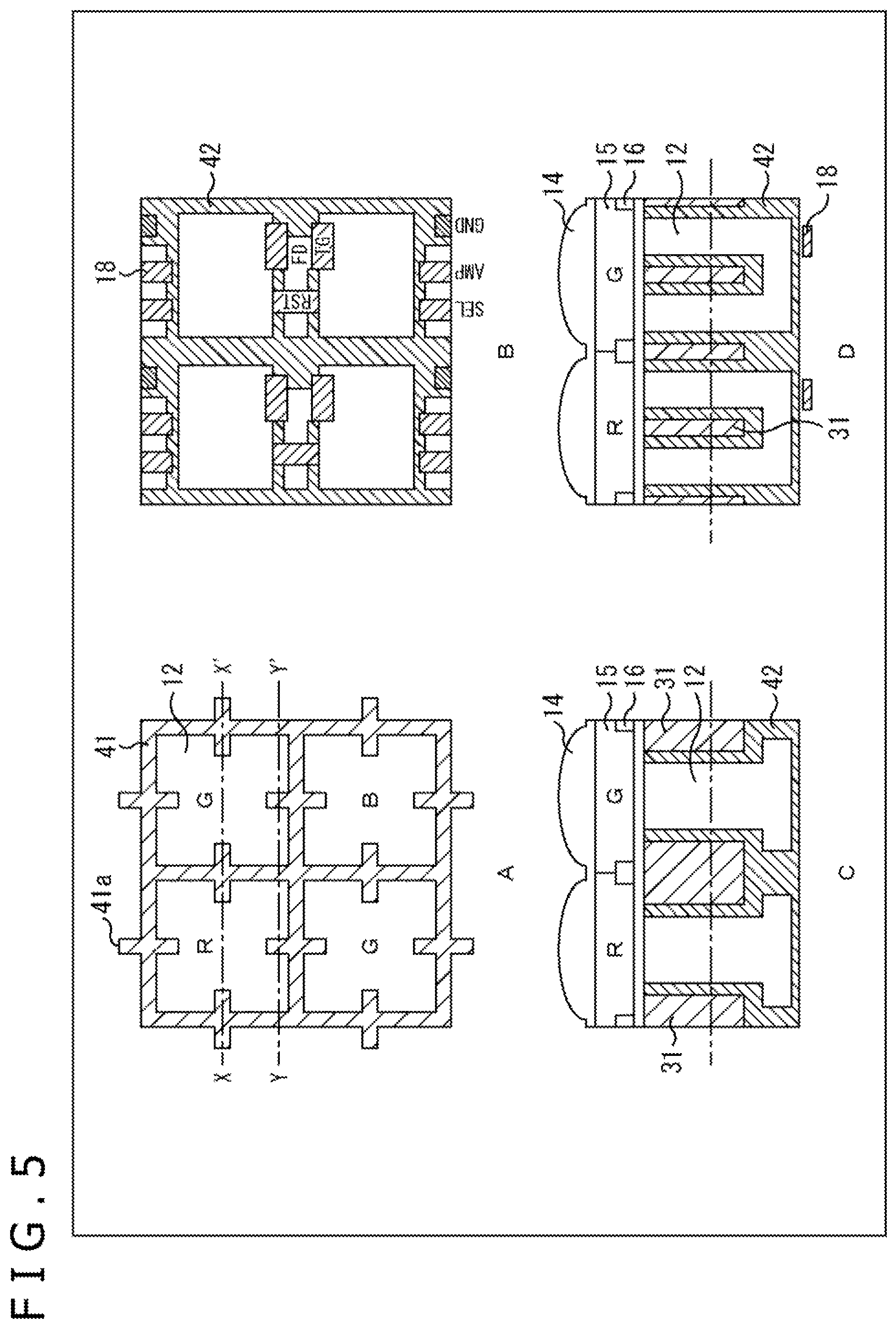 Patent US12100718 Figure 4 – Solid state image sensor having a grid-patterned inter-pixel isolation section separating the photoelectric conversion sections of each of the pixels from one another and provided with protruding sections