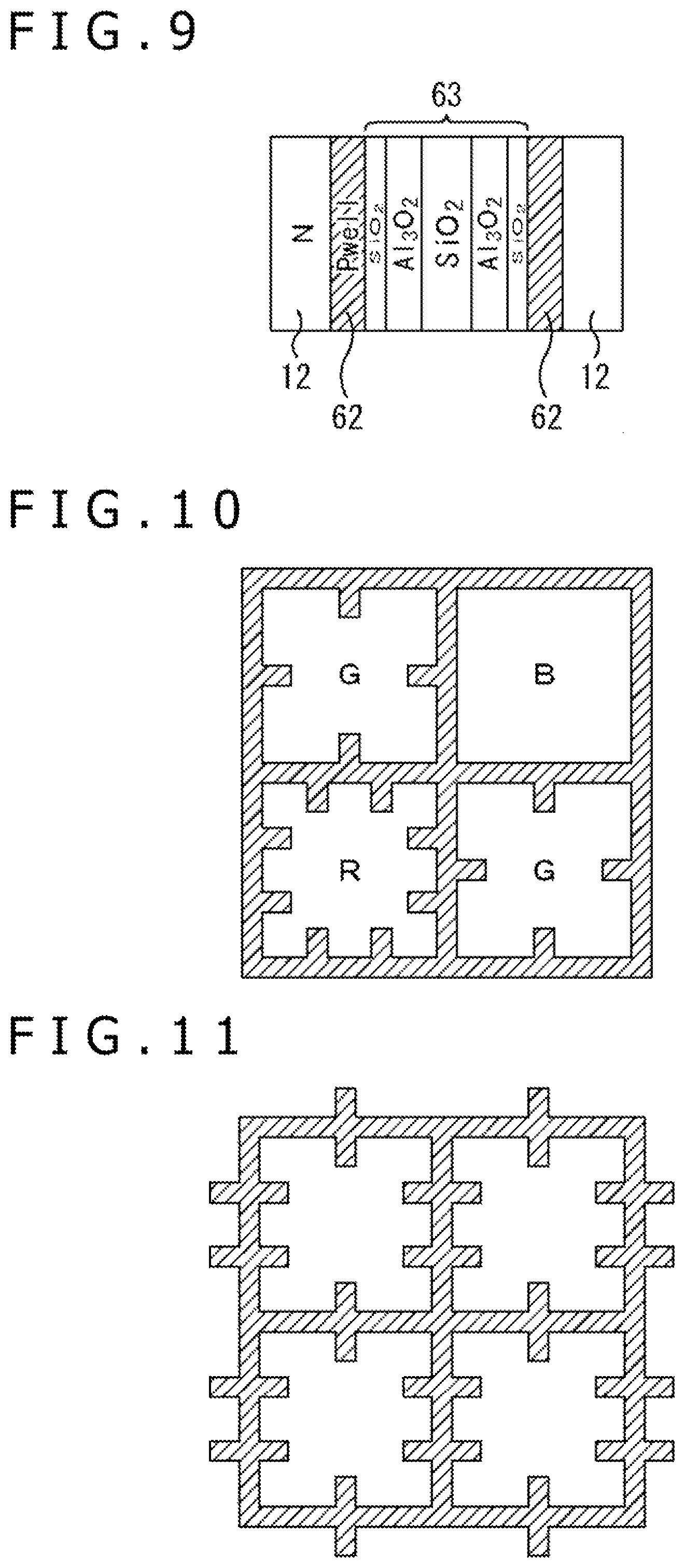 Patent US12100718 Figure 8 – Solid state image sensor having a grid-patterned inter-pixel isolation section separating the photoelectric conversion sections of each of the pixels from one another and provided with protruding sections