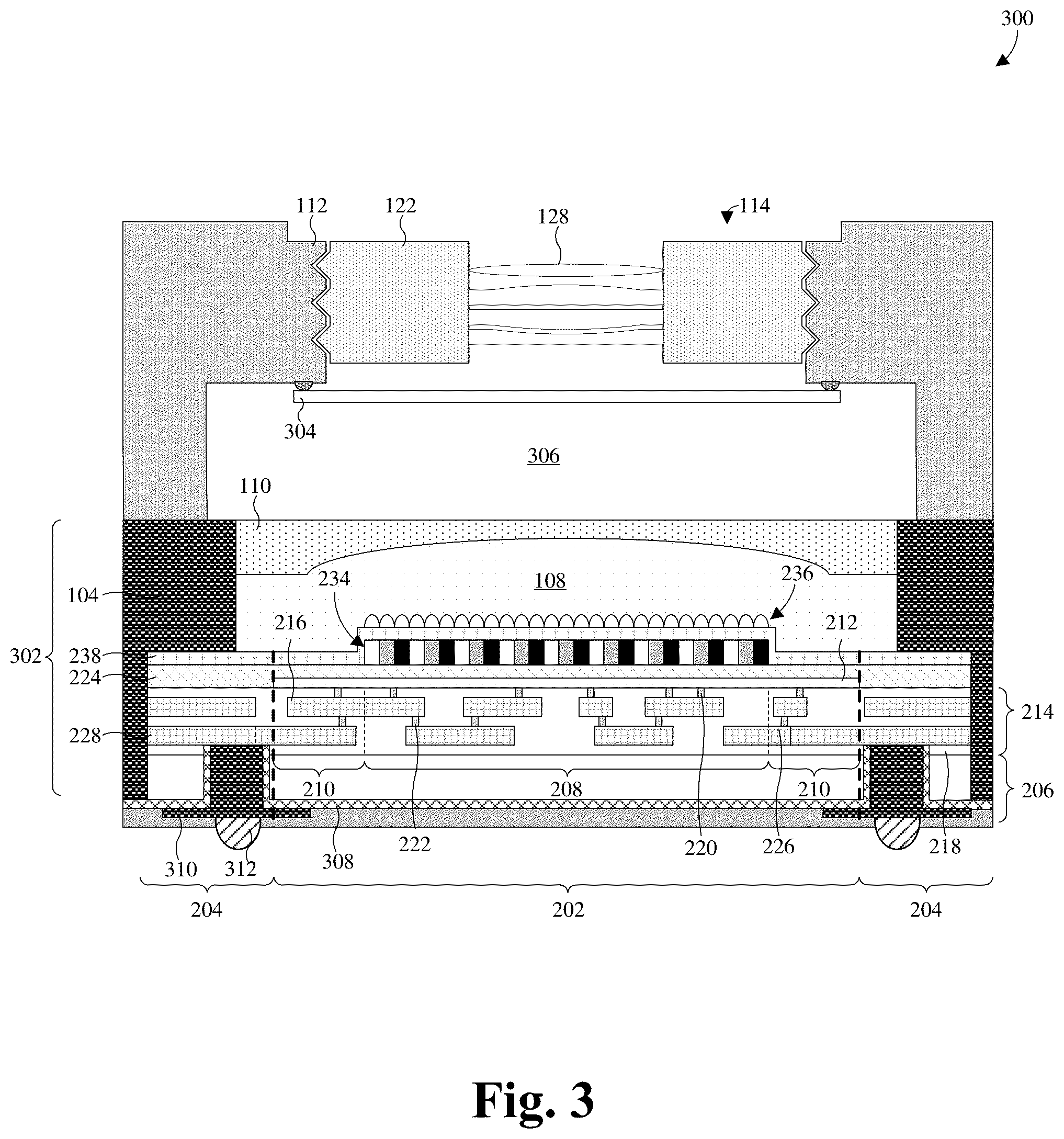 Patent US12100720 Figure 2 – Wafer level image sensor package