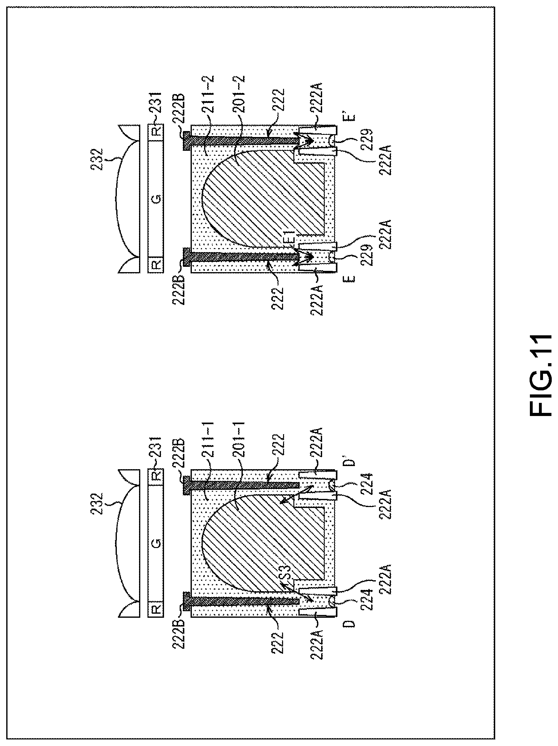 Patent US12100721 Figure 11 – Solid-state image pickup device and electronic apparatus having a divided pixel separation wall