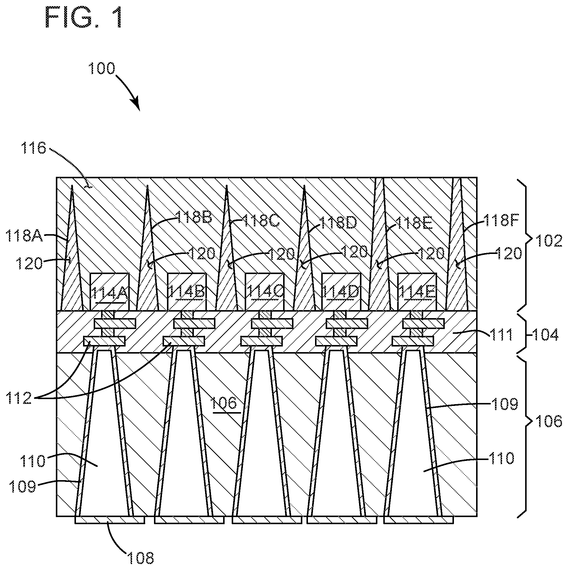 Patent US12100723 Figure 1 – Image sensor structure with a light guide layer and a nanowell layer