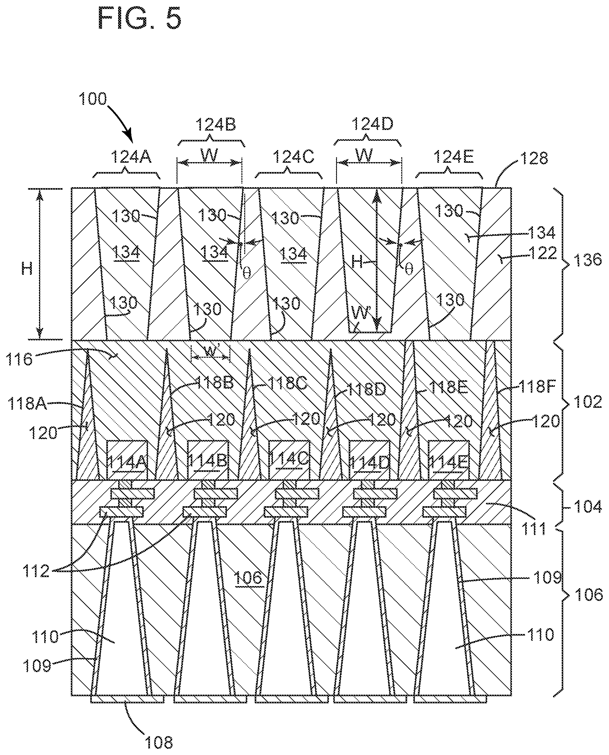 Patent US12100723 Figure 5 – Image sensor structure with a light guide layer and a nanowell layer