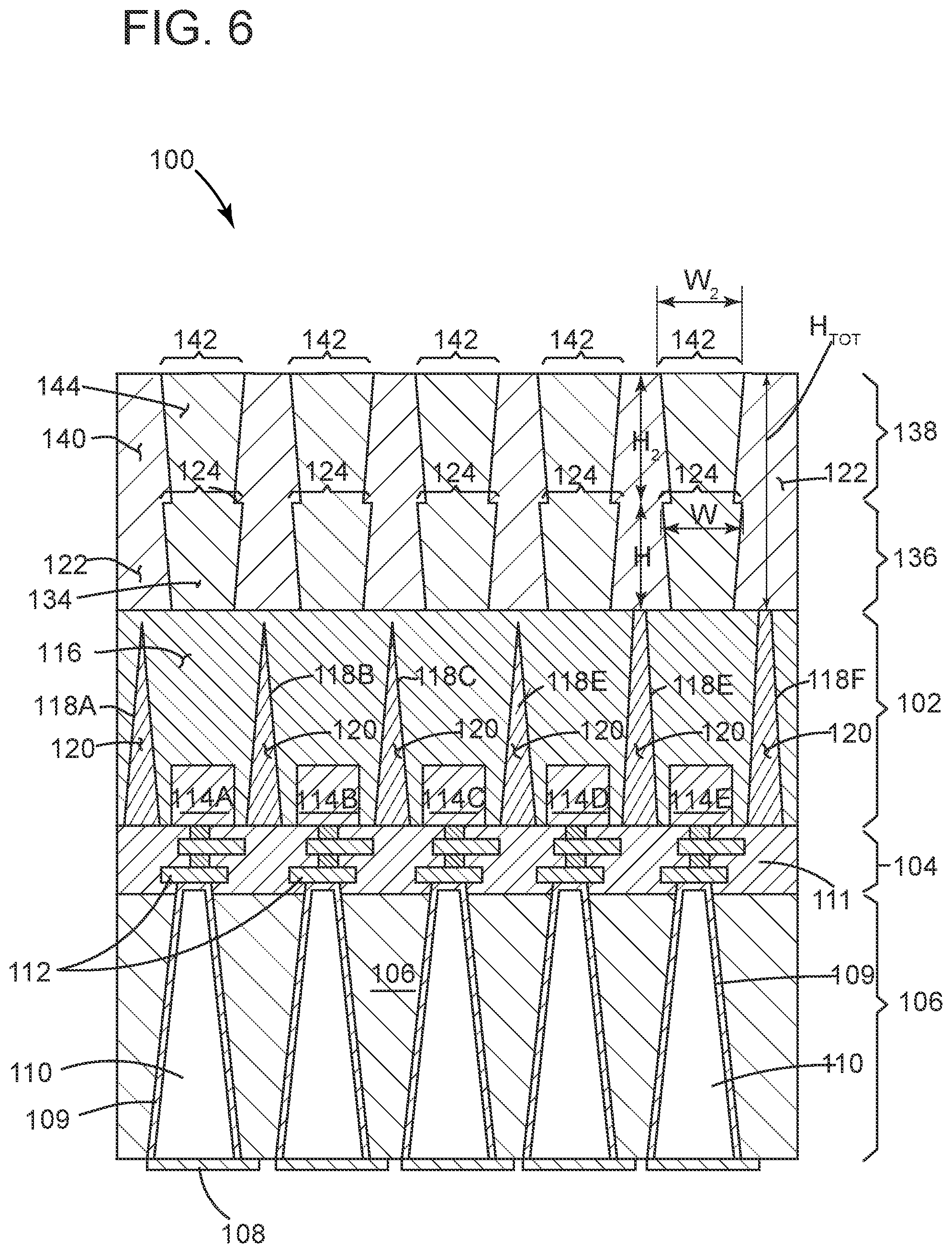 Patent US12100723 Figure 6 – Image sensor structure with a light guide layer and a nanowell layer