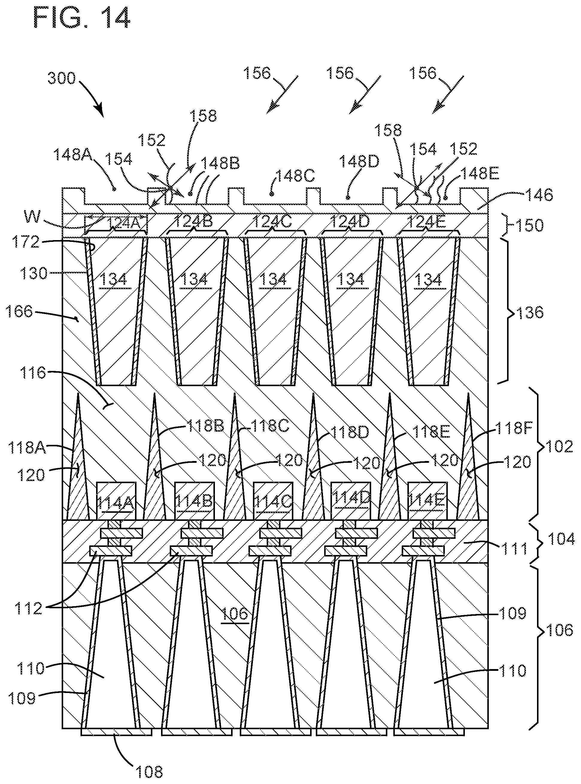 Patent US12100723 Figure 14 – Image sensor structure with a light guide layer and a nanowell layer