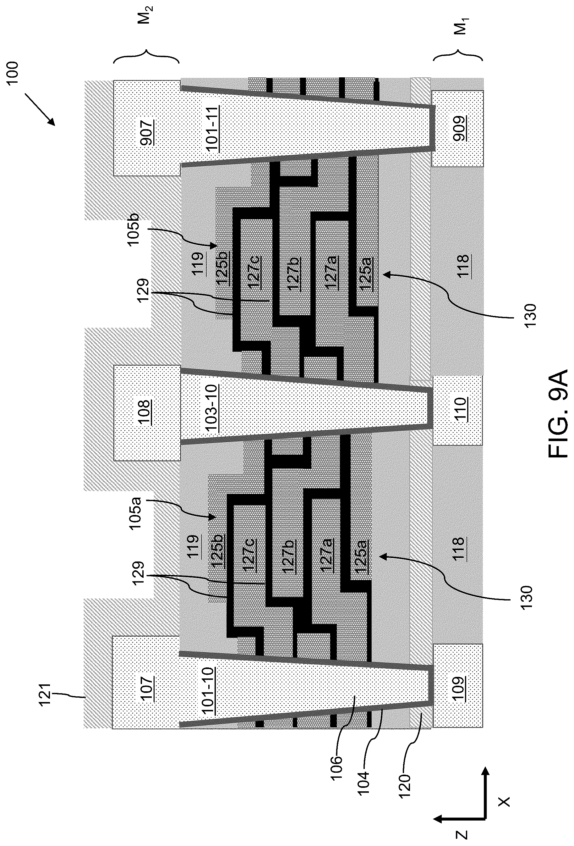 Patent US12100730 Figure 11 – Metal-insulator-metal capacitors with thick intermediate electrode layers and methods of forming the same