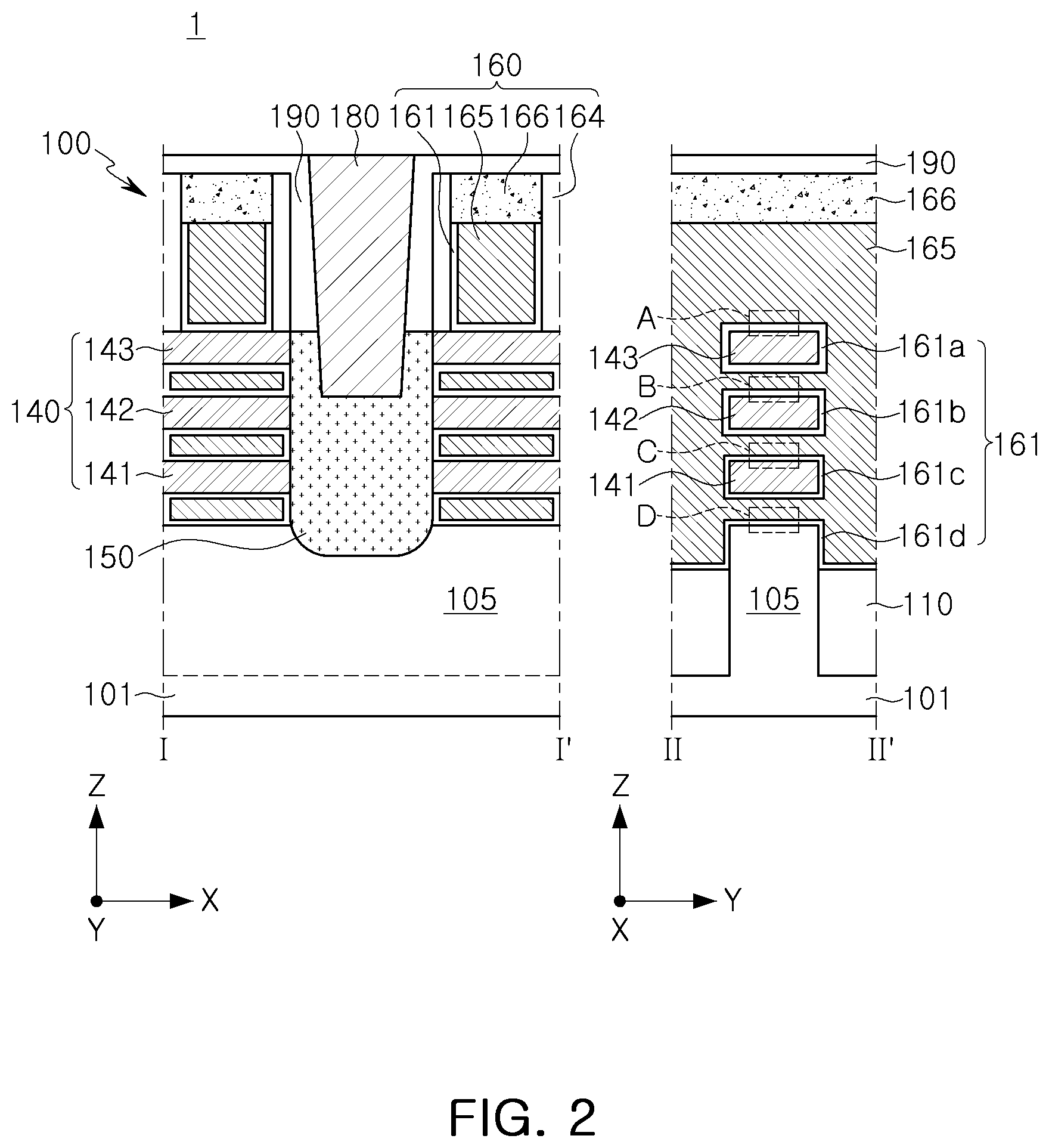 Patent US12100736 Figure 2 – Semiconductor device having channel layers spaced apart in vertical direction