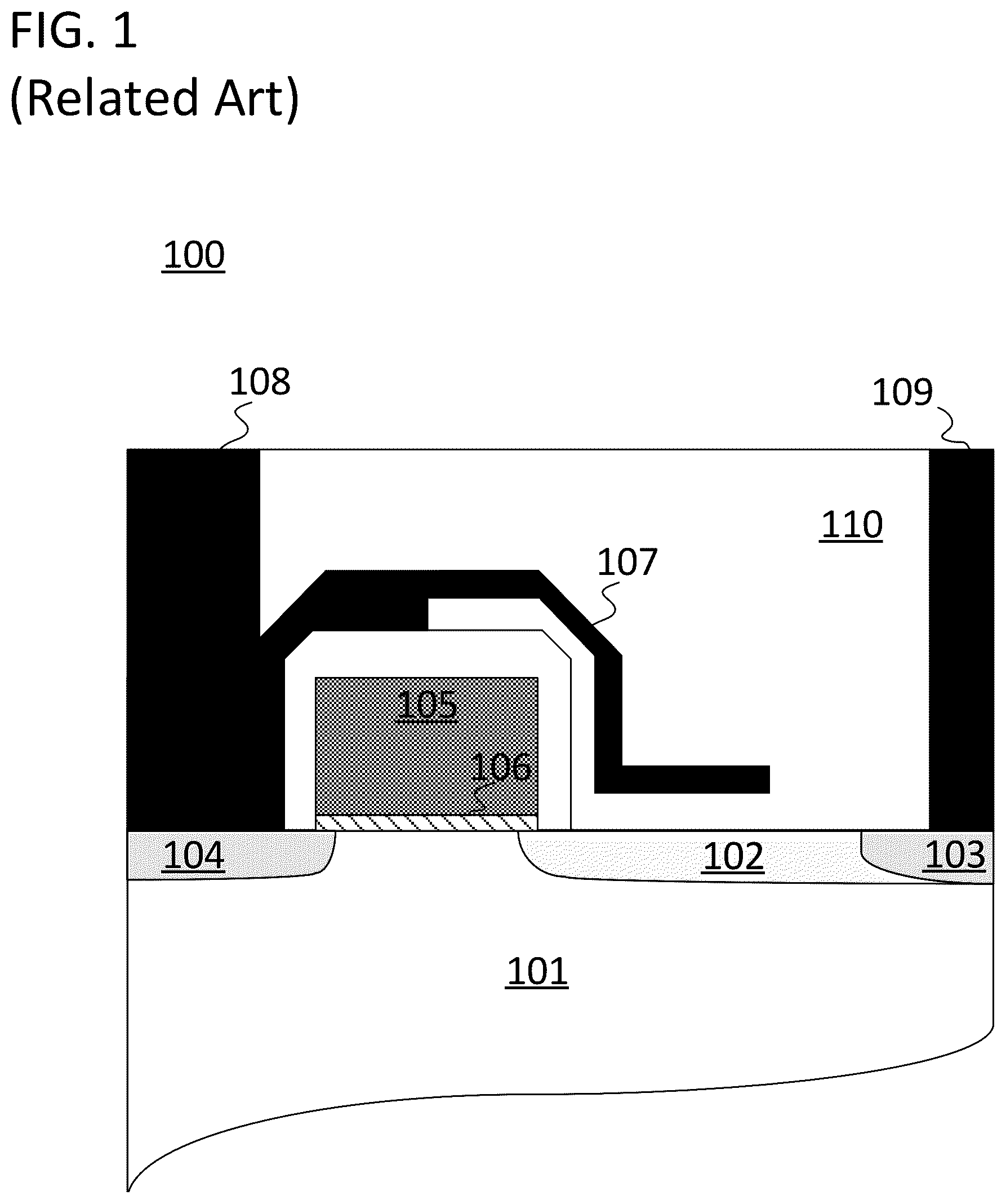 Patent US12100740 — Threshold voltage adjustment using adaptively biased shield plate — Figure 1