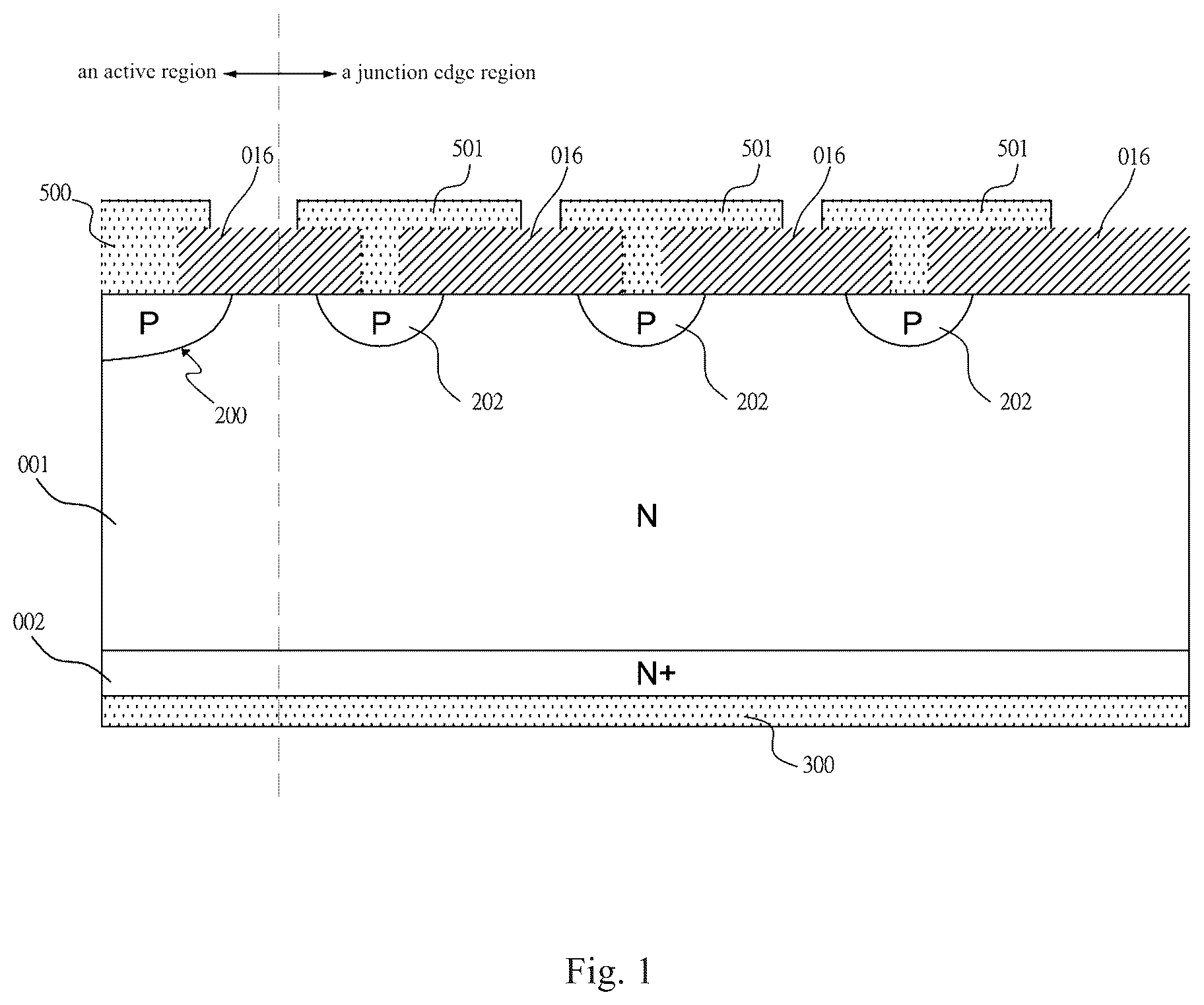 Patent US12100742 Figure 1 – Semiconductor device and junction edge region thereof