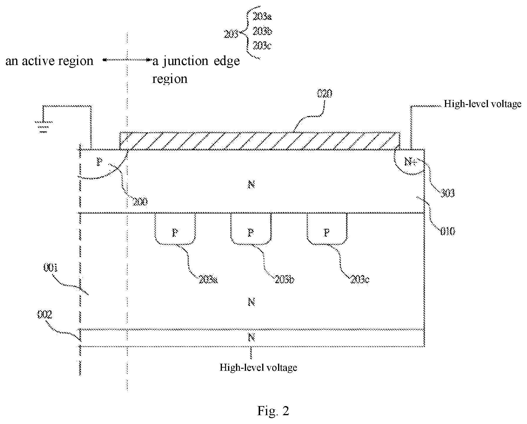 Patent US12100742 Figure 2 – Semiconductor device and junction edge region thereof