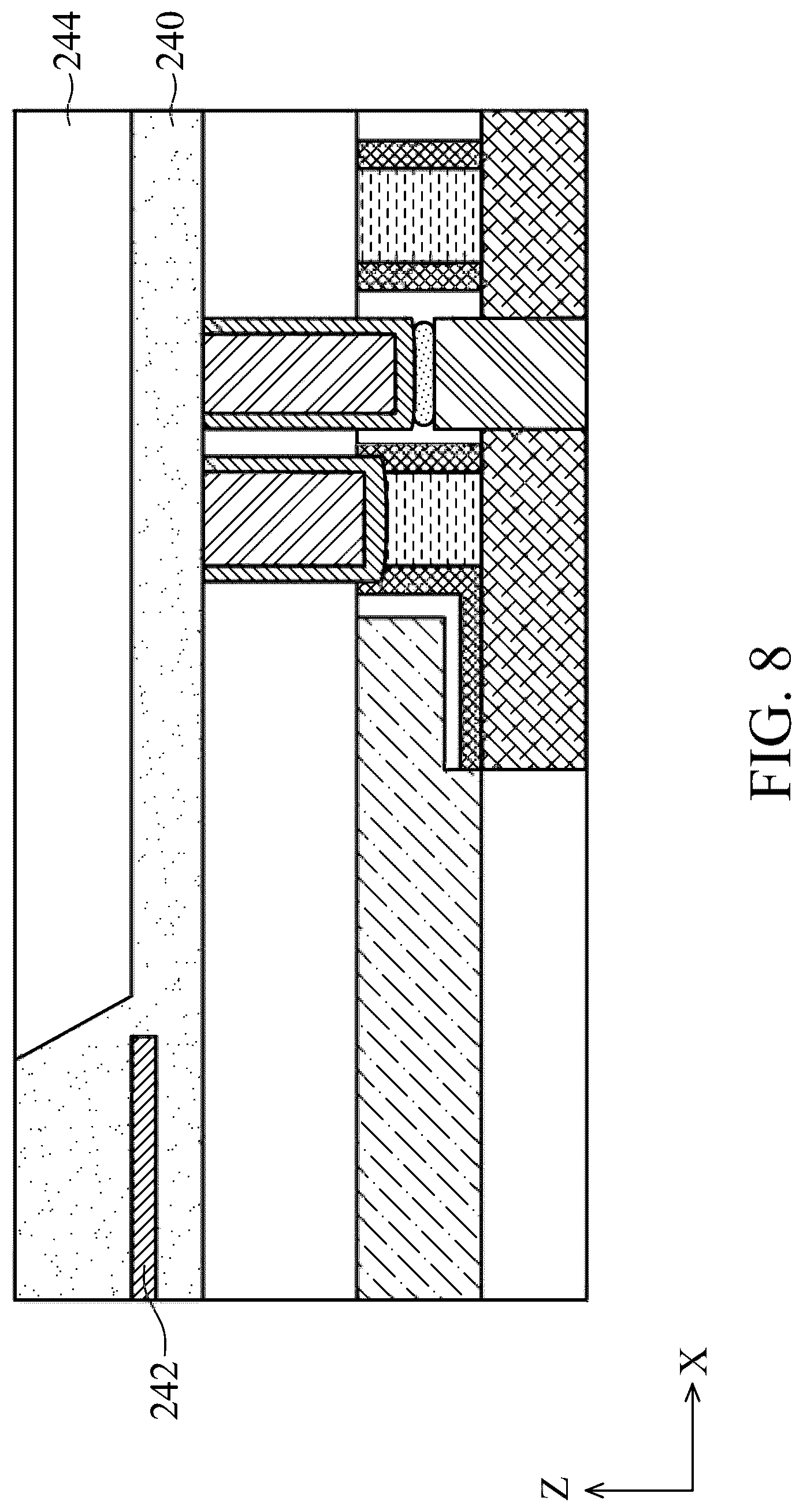 Patent US12100745 Figure 8 – Dual metal capped via contact structures for semiconductor devices