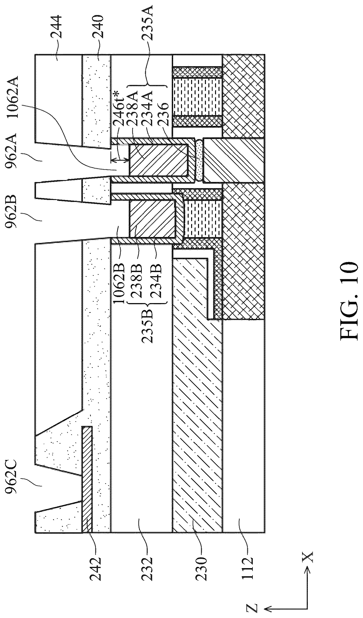 Patent US12100745 Figure 10 – Dual metal capped via contact structures for semiconductor devices