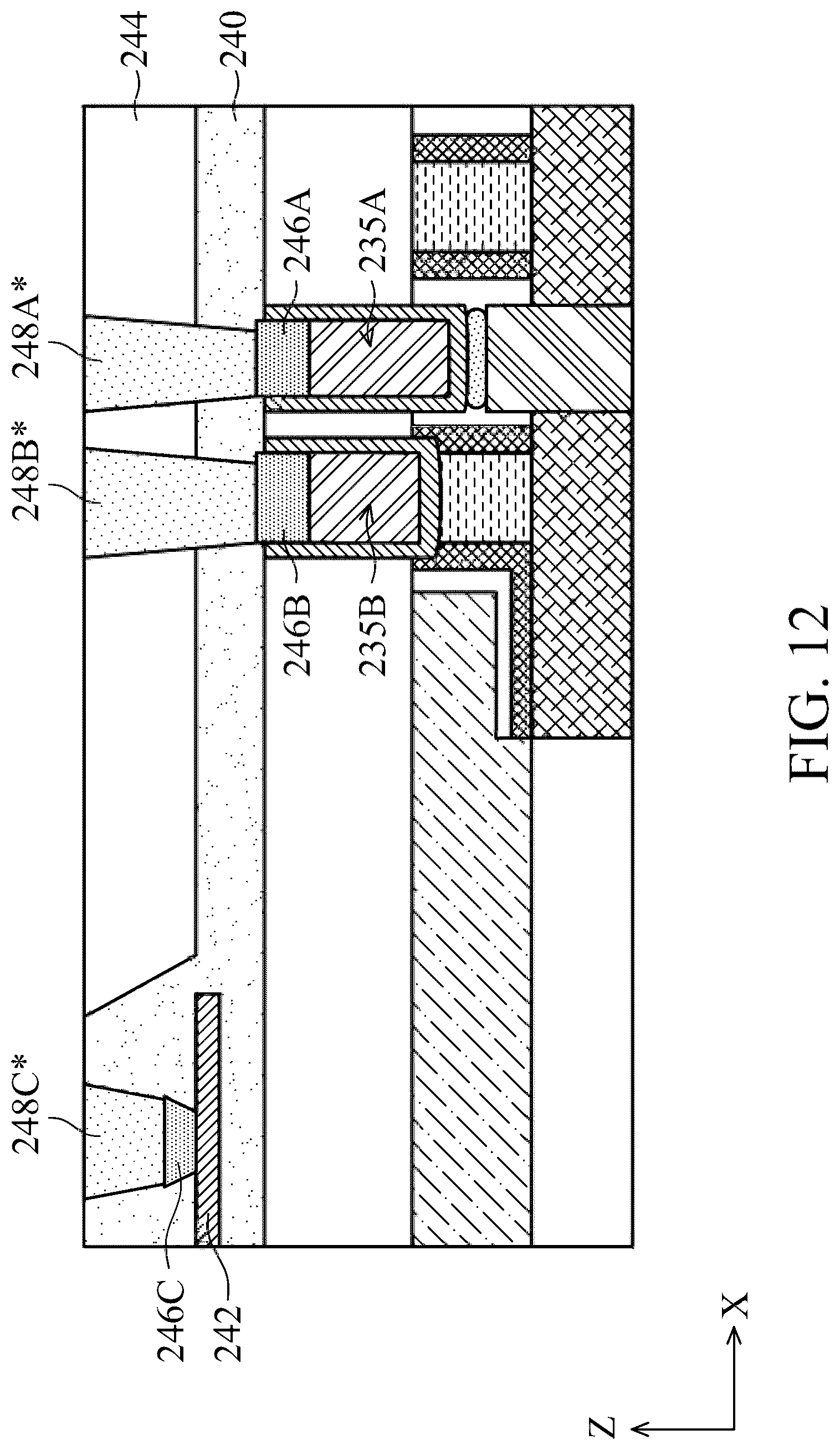 Patent US12100745 Figure 12 – Dual metal capped via contact structures for semiconductor devices