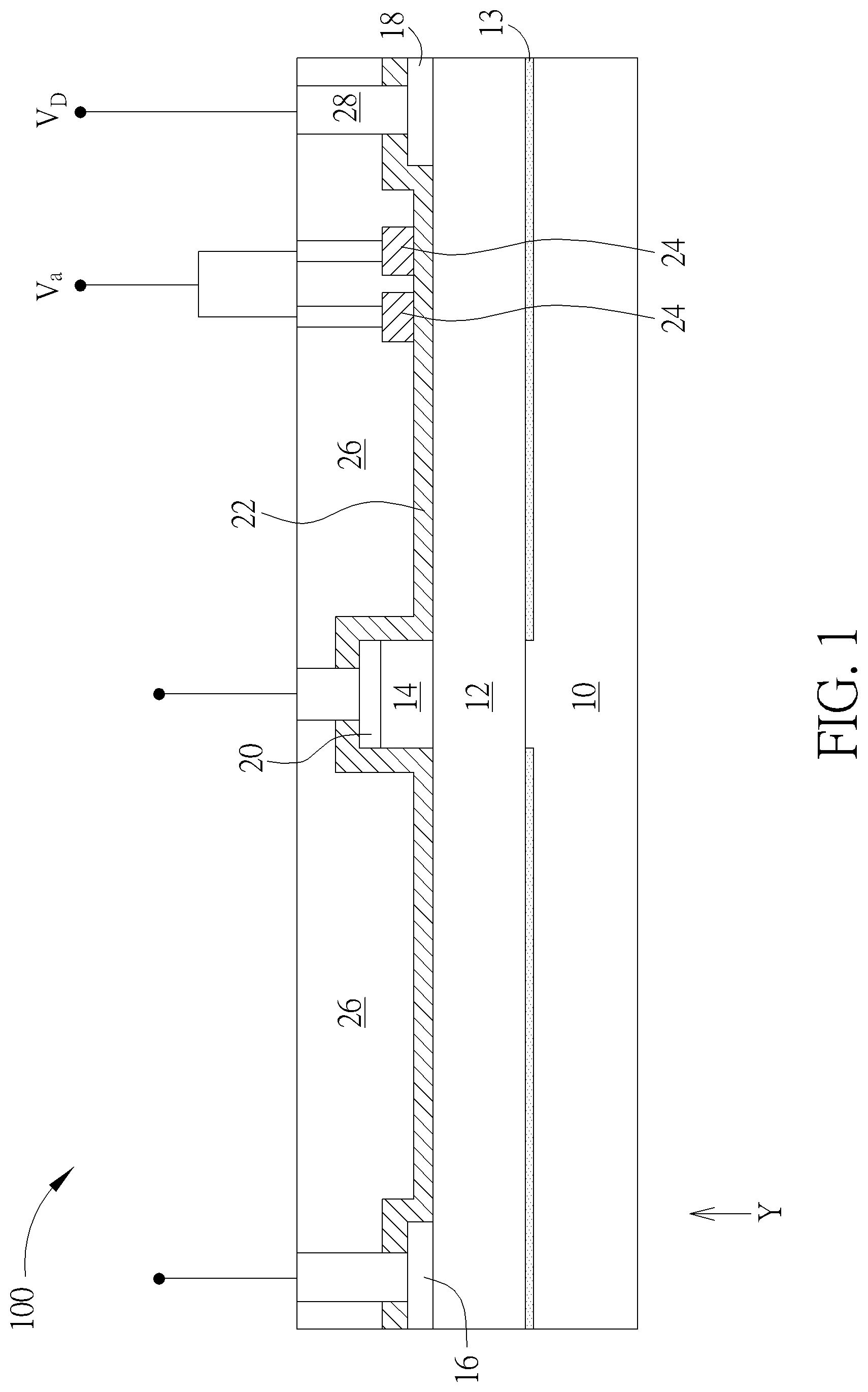 Patent US12100758 Figure 1 – High electron mobility transistor and method of fabricating the same