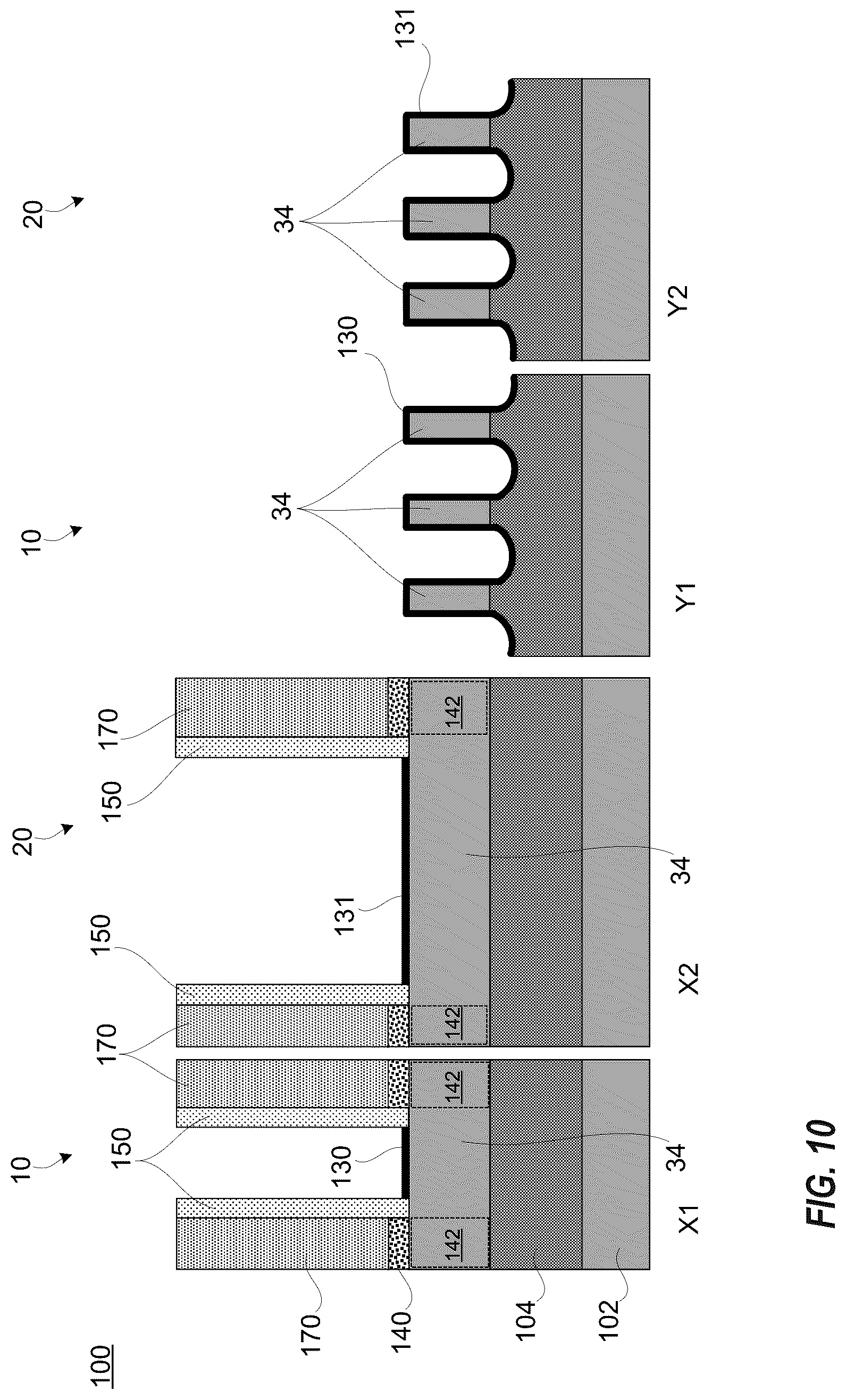 Patent US12100766 Figure 10 – Integrated short channel omega gate FinFET and long channel FinFET
