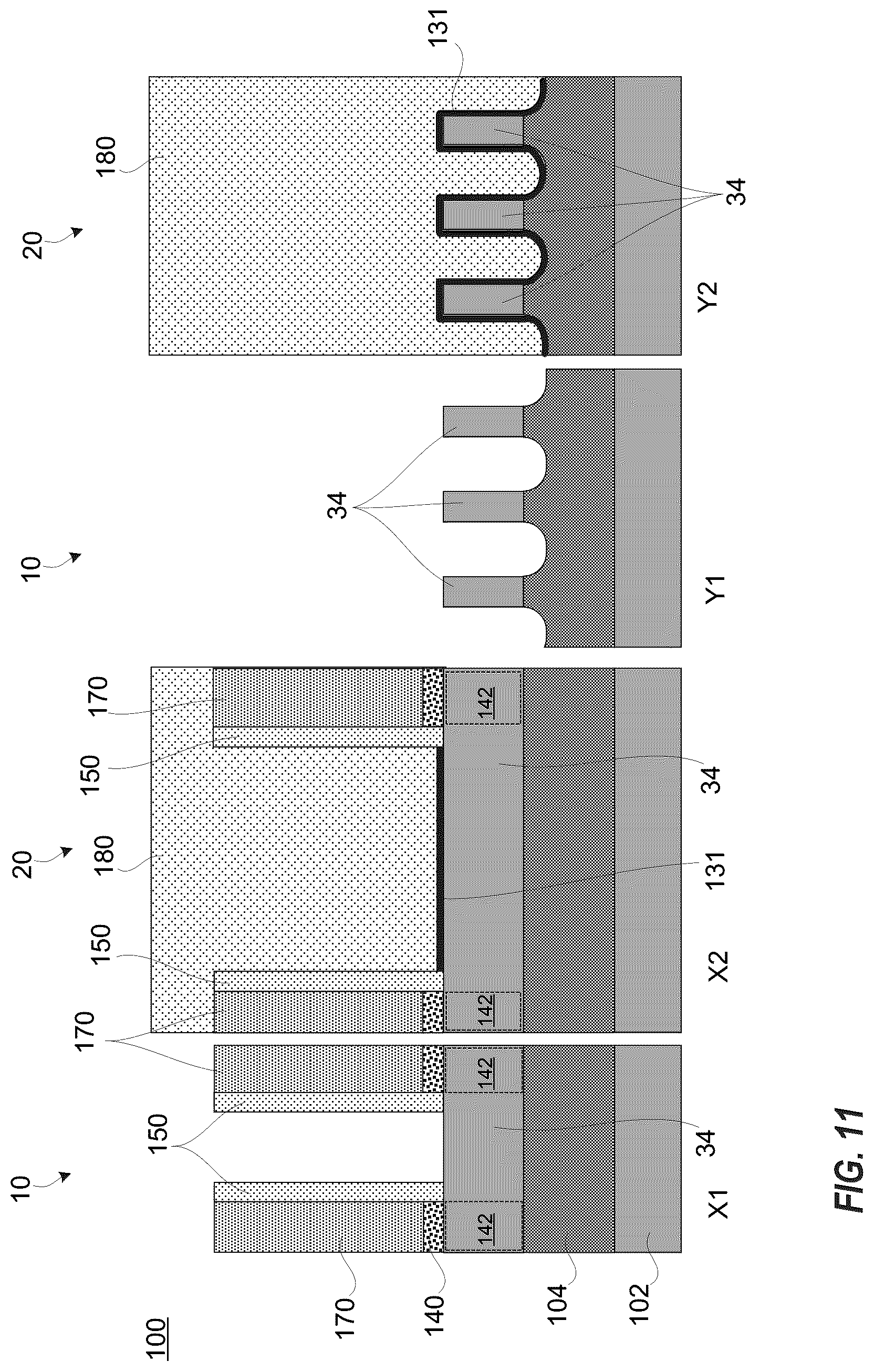 Patent US12100766 Figure 11 – Integrated short channel omega gate FinFET and long channel FinFET