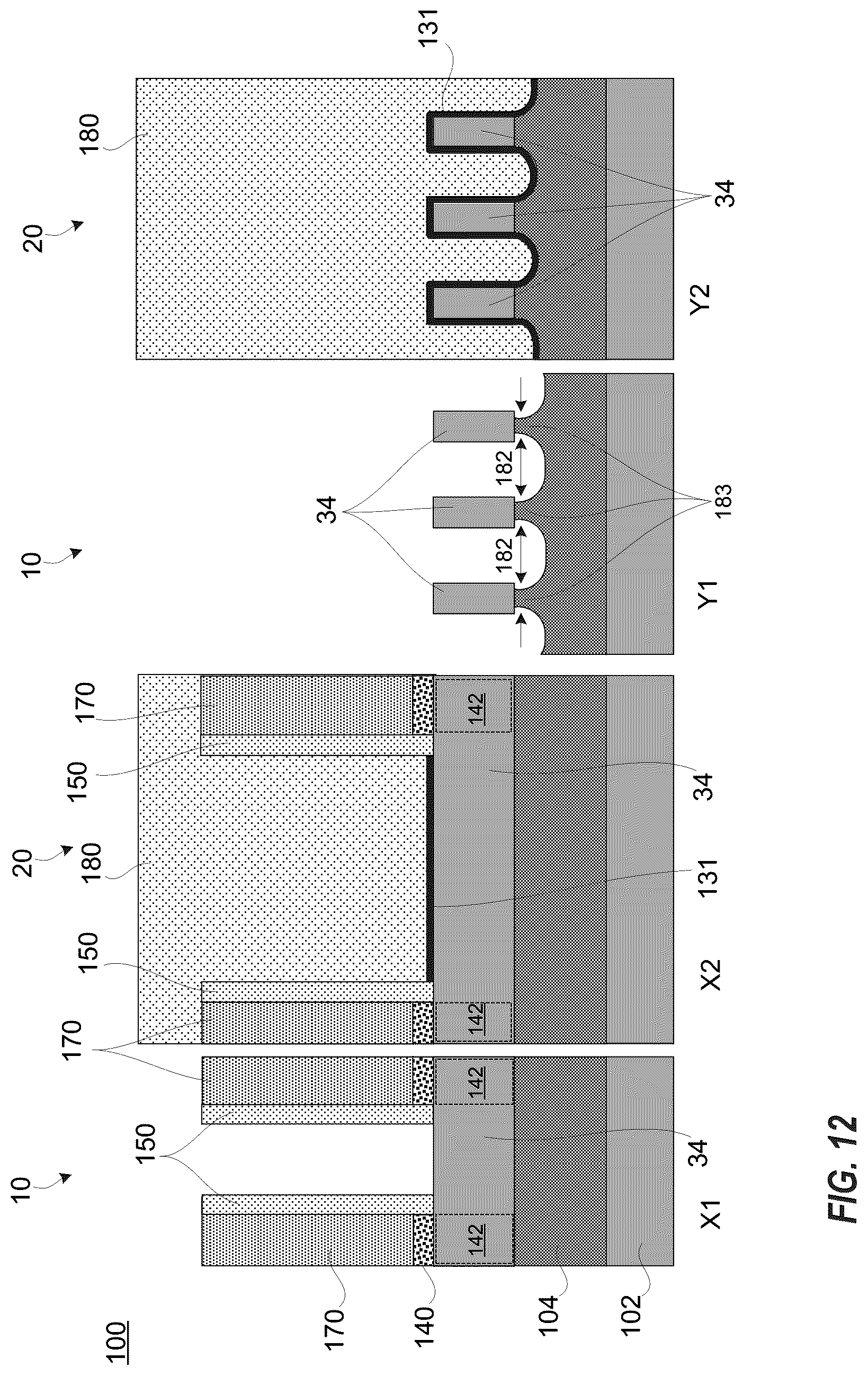Patent US12100766 Figure 12 – Integrated short channel omega gate FinFET and long channel FinFET