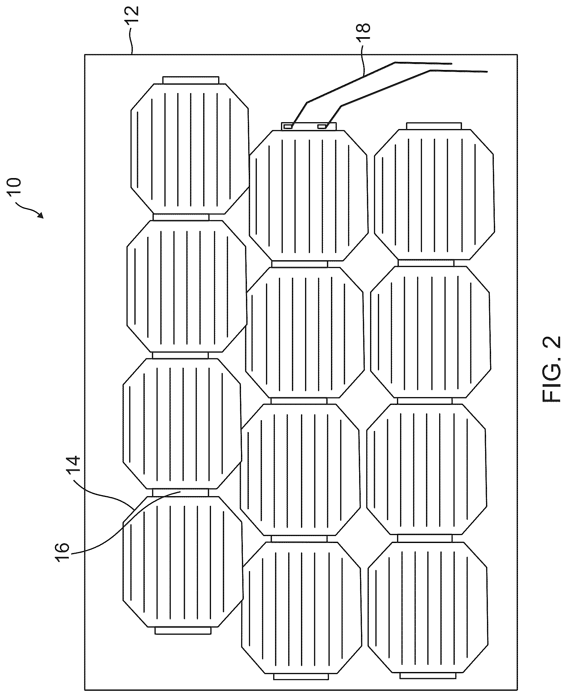 Patent US12100774 Figure 2 – Solar cells for a solar cell array